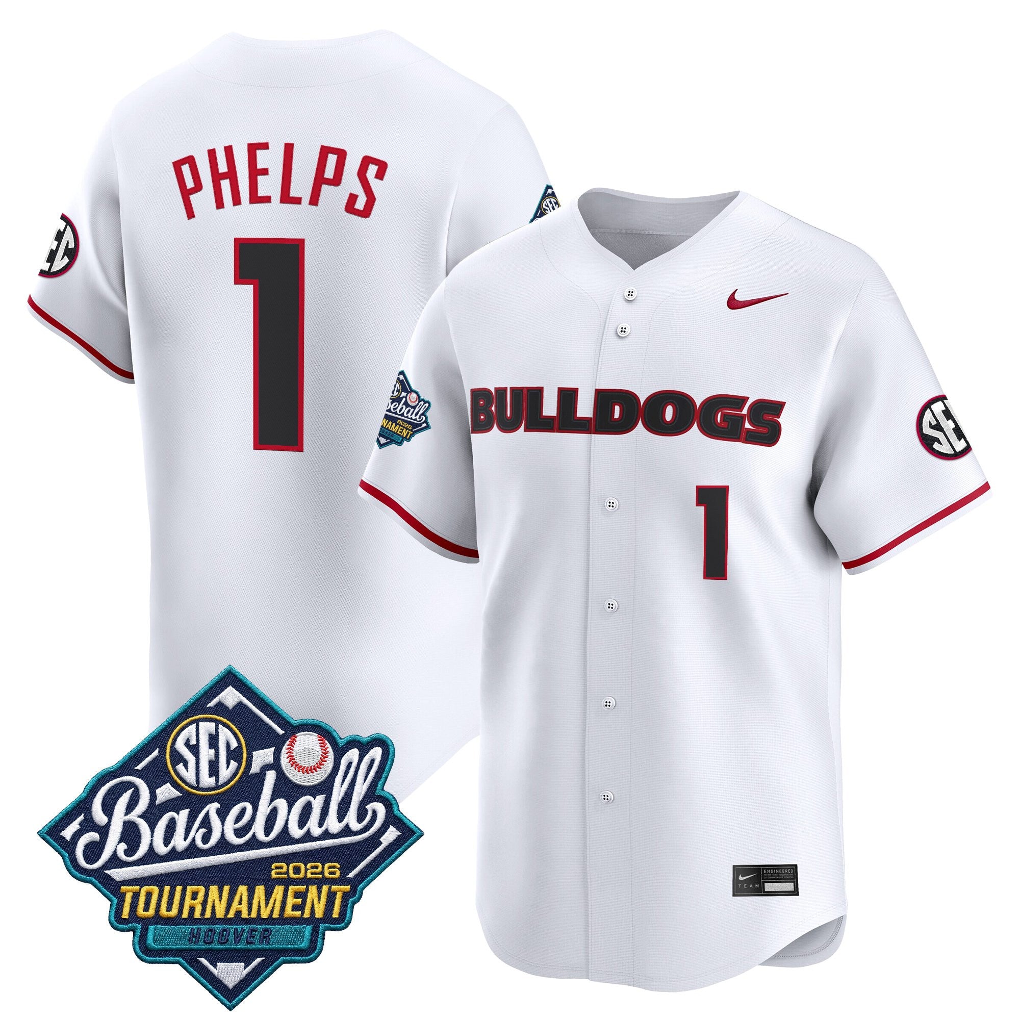Men's Georgia Bulldogs Baseball Sec Tournament Champions 2026 Vapor Premier Limited Jersey - All Stitched