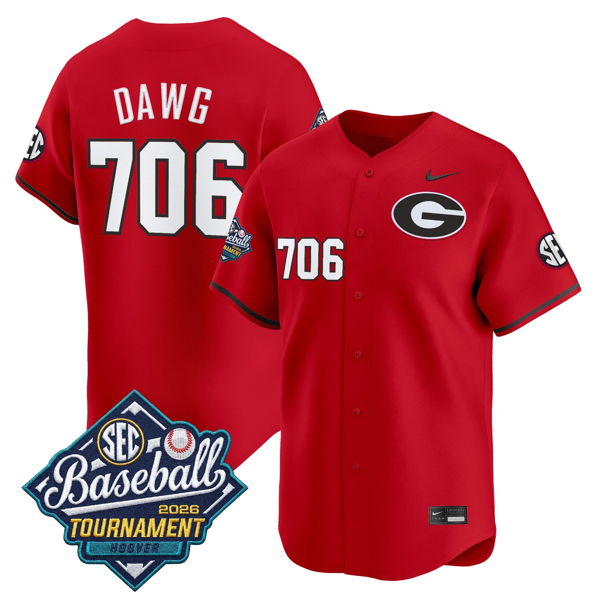Men's Georgia Bulldogs Baseball Sec Tournament Champions 2026 Vapor Premier Limited Jersey - All Stitched