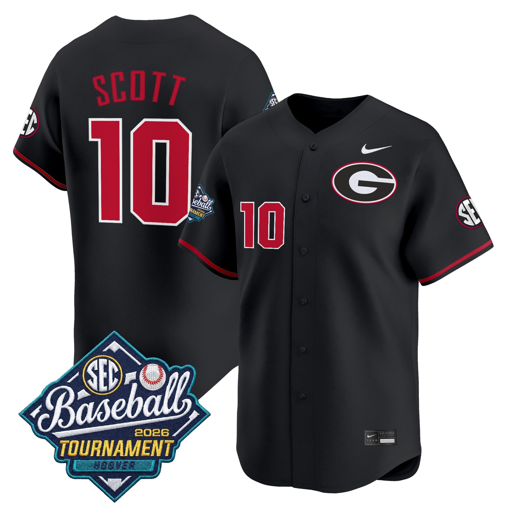 Men's Georgia Bulldogs Baseball Sec Tournament Champions 2026 Vapor Premier Limited Jersey - All Stitched