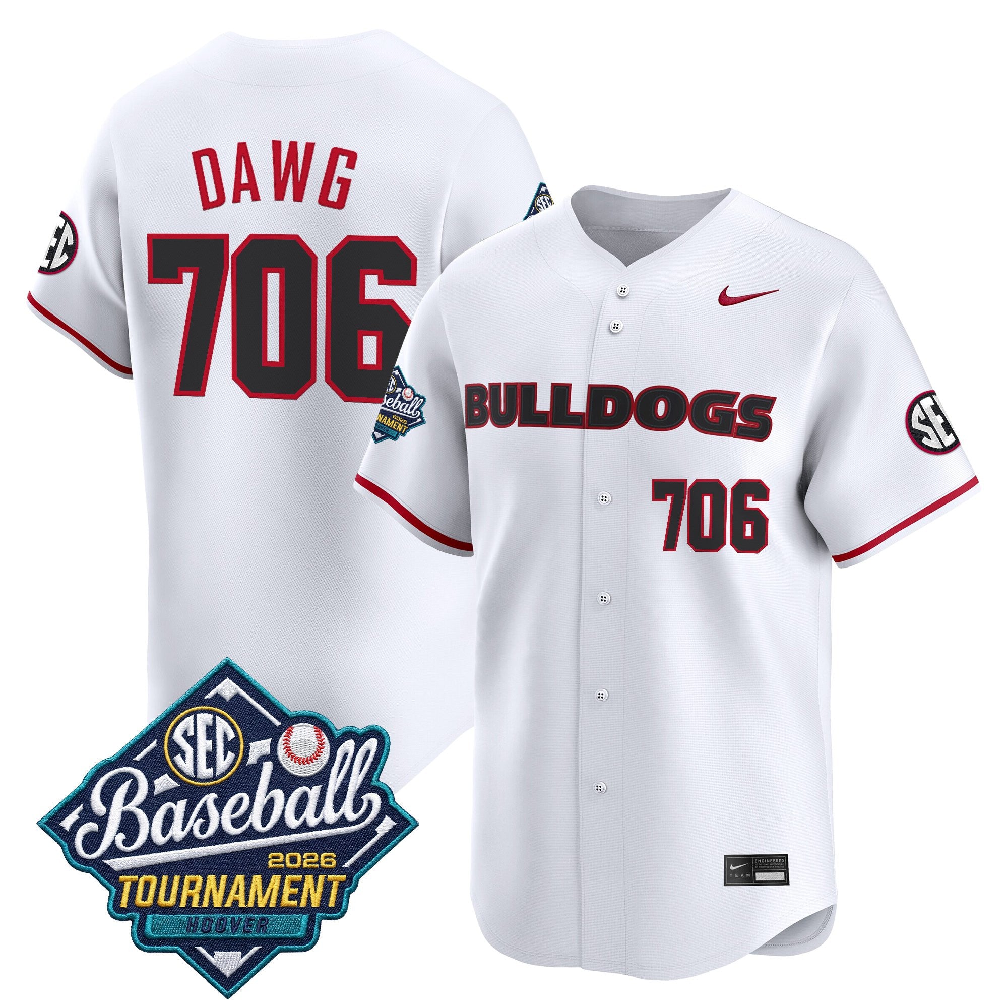 Men's Georgia Bulldogs Baseball Sec Tournament Champions 2026 Vapor Premier Limited Jersey - All Stitched