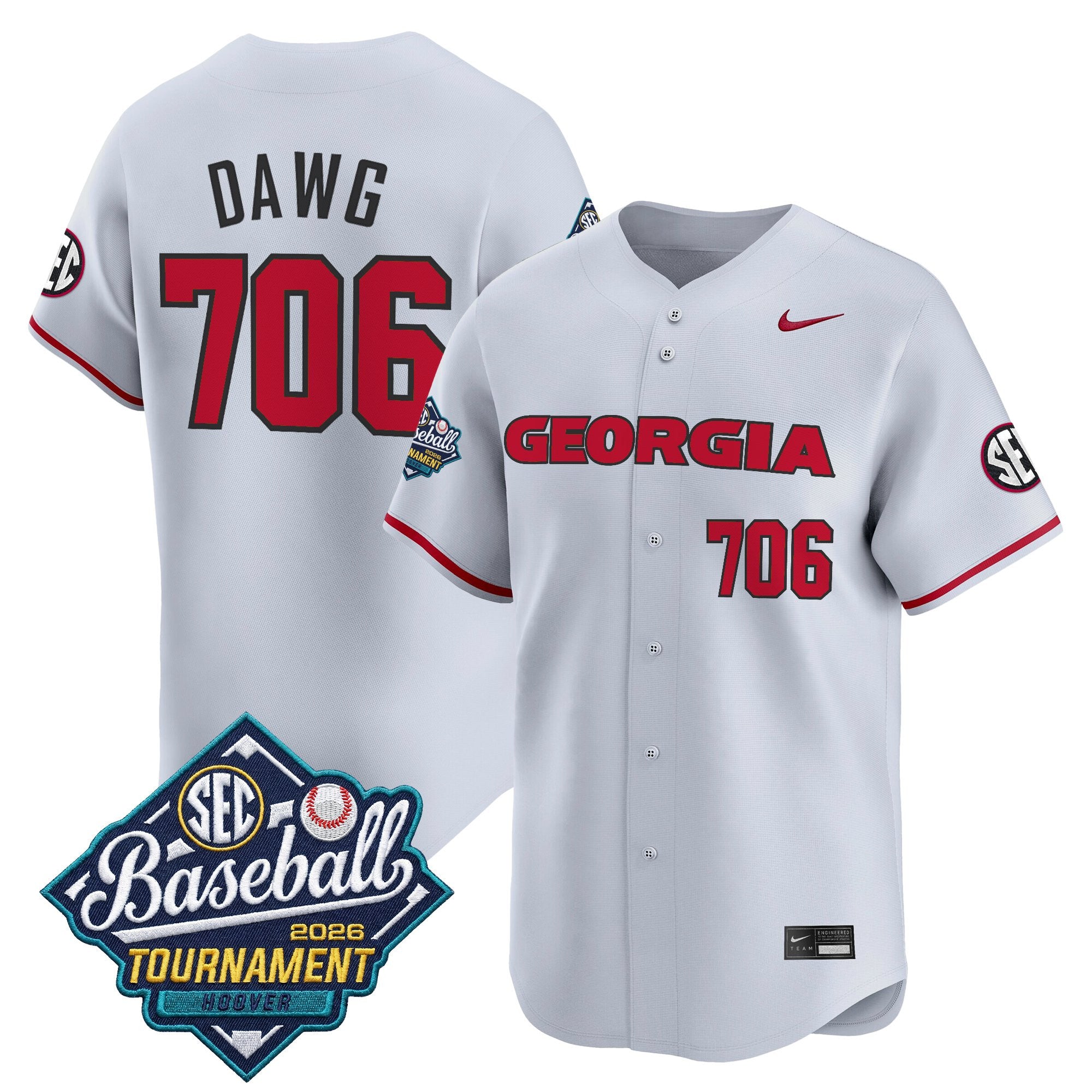 Men's Georgia Bulldogs Baseball Sec Tournament Champions 2026 Vapor Premier Limited Jersey - All Stitched