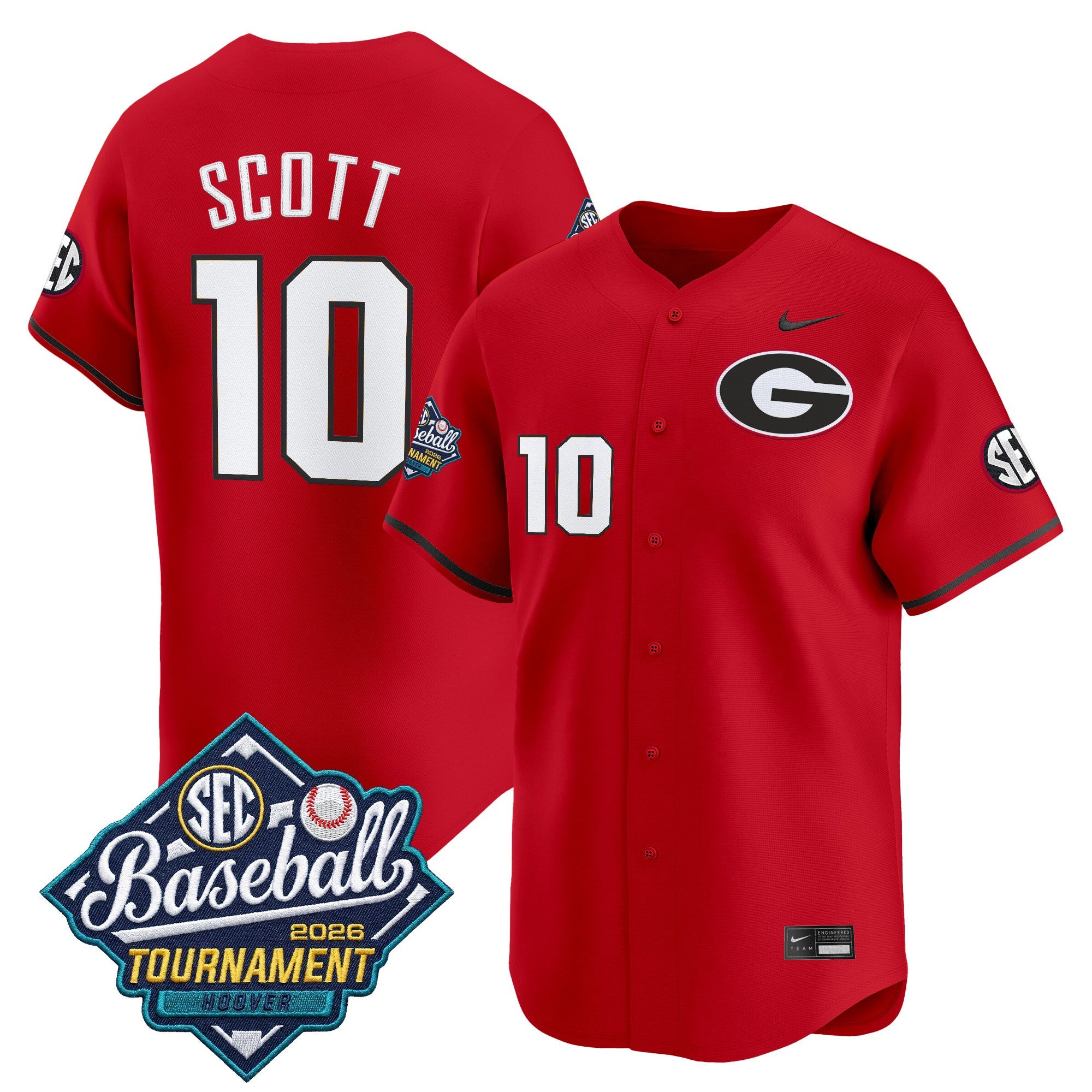 Men's Georgia Bulldogs Baseball Sec Tournament Champions 2026 Vapor Premier Limited Jersey - All Stitched