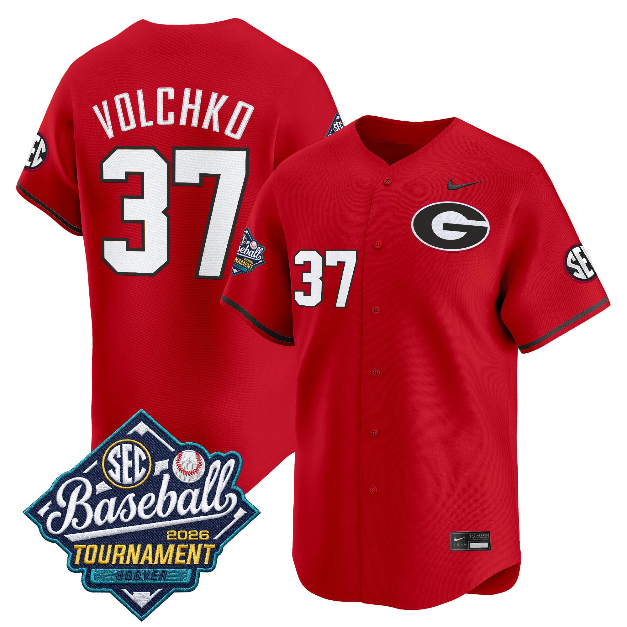 Men's Georgia Bulldogs Baseball Sec Tournament Champions 2026 Vapor Premier Limited Jersey - All Stitched