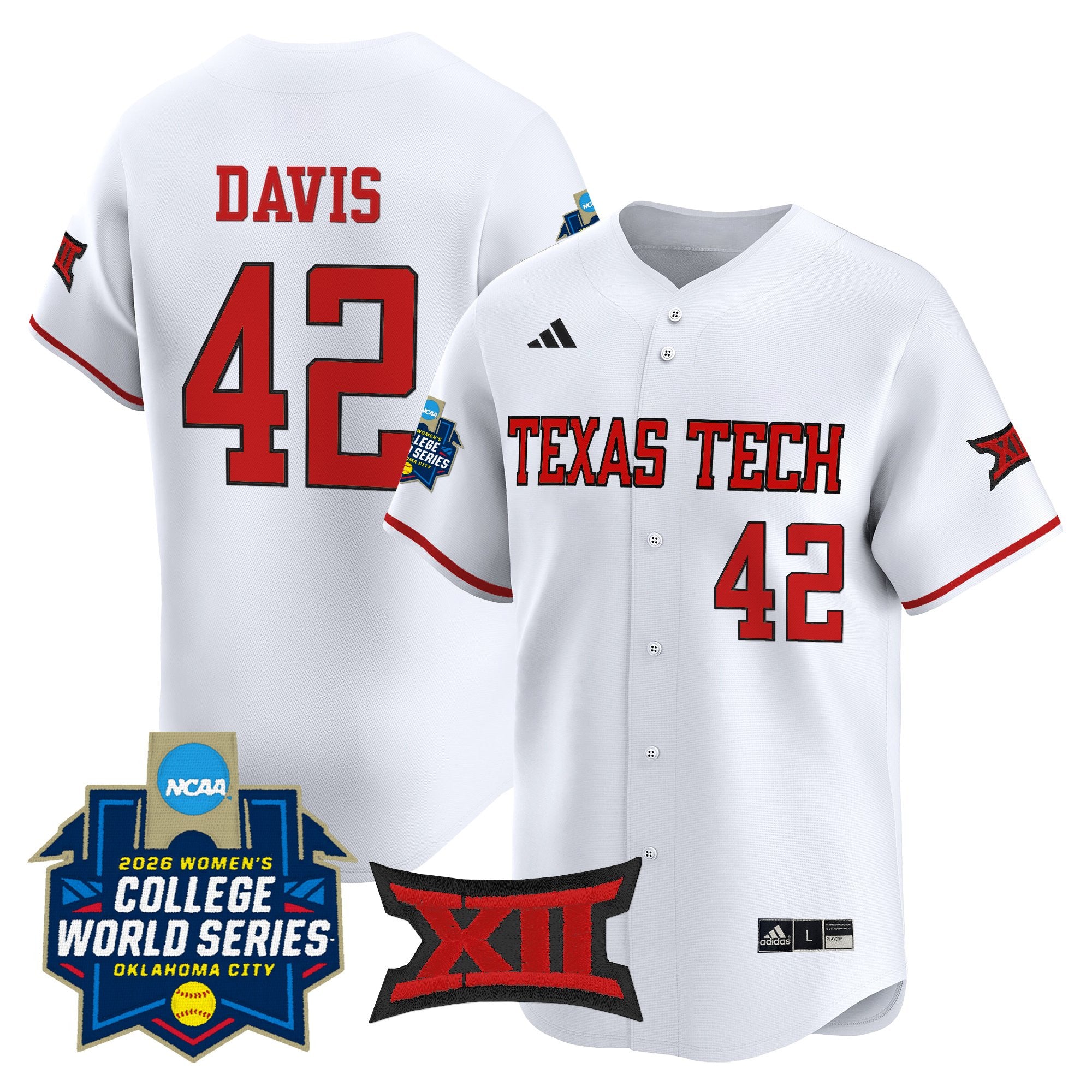 Men's size - Texas Tech Red Raiders Softball 2026 World Series (WCWS) Vapor Premier Limited Jersey - All Stitched