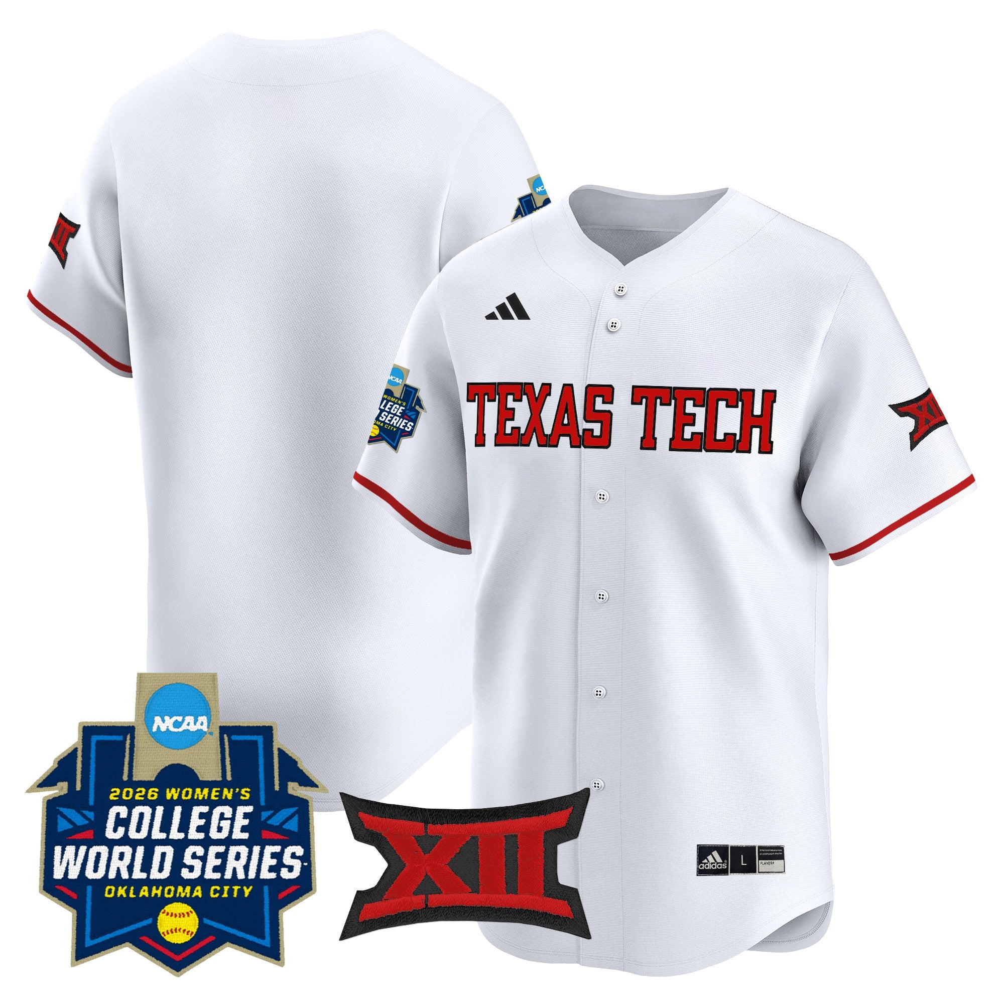 Men's size - Texas Tech Red Raiders Softball 2026 World Series (WCWS) Vapor Premier Limited Jersey - All Stitched