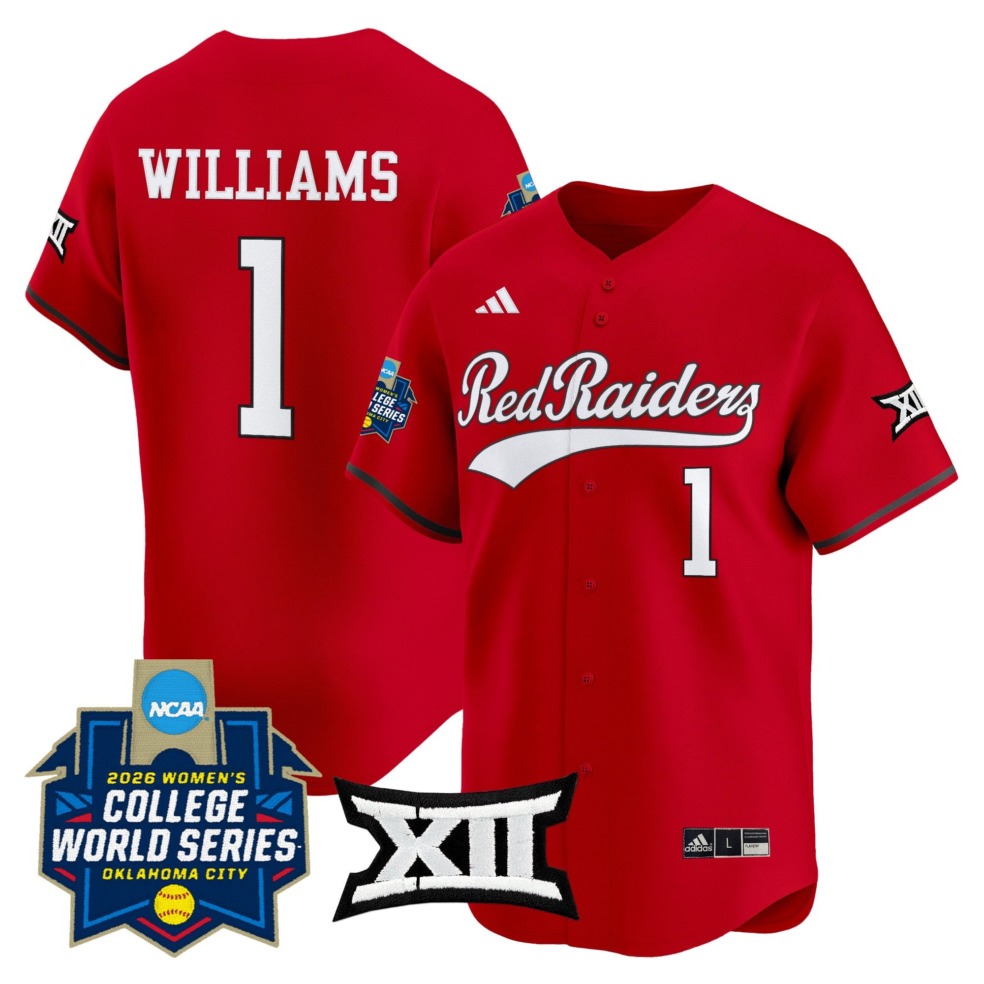 Men's size - Texas Tech Red Raiders Softball 2026 World Series (WCWS) Vapor Premier Limited Jersey - All Stitched