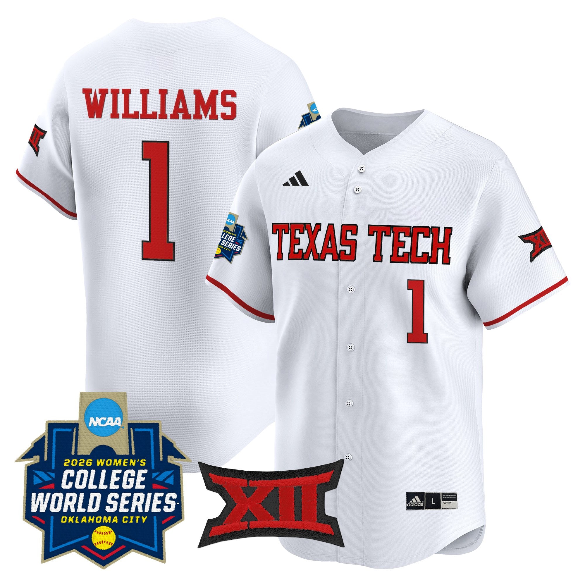 Men's size - Texas Tech Red Raiders Softball 2026 World Series (WCWS) Vapor Premier Limited Jersey - All Stitched