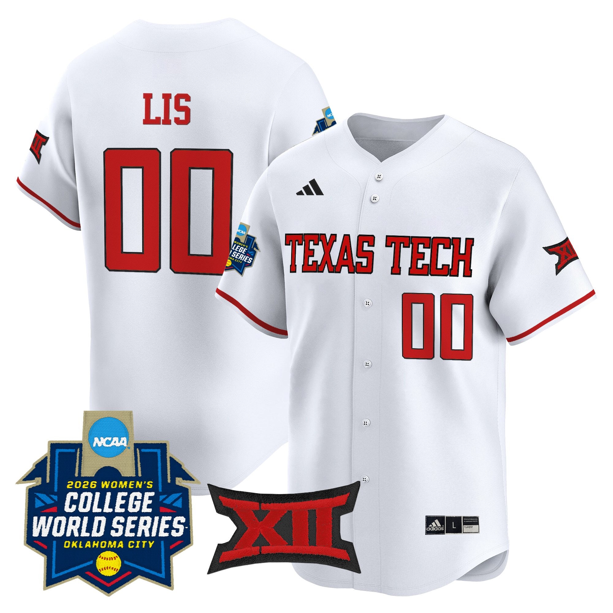 Men's size - Texas Tech Red Raiders Softball 2026 World Series (WCWS) Vapor Premier Limited Jersey - All Stitched