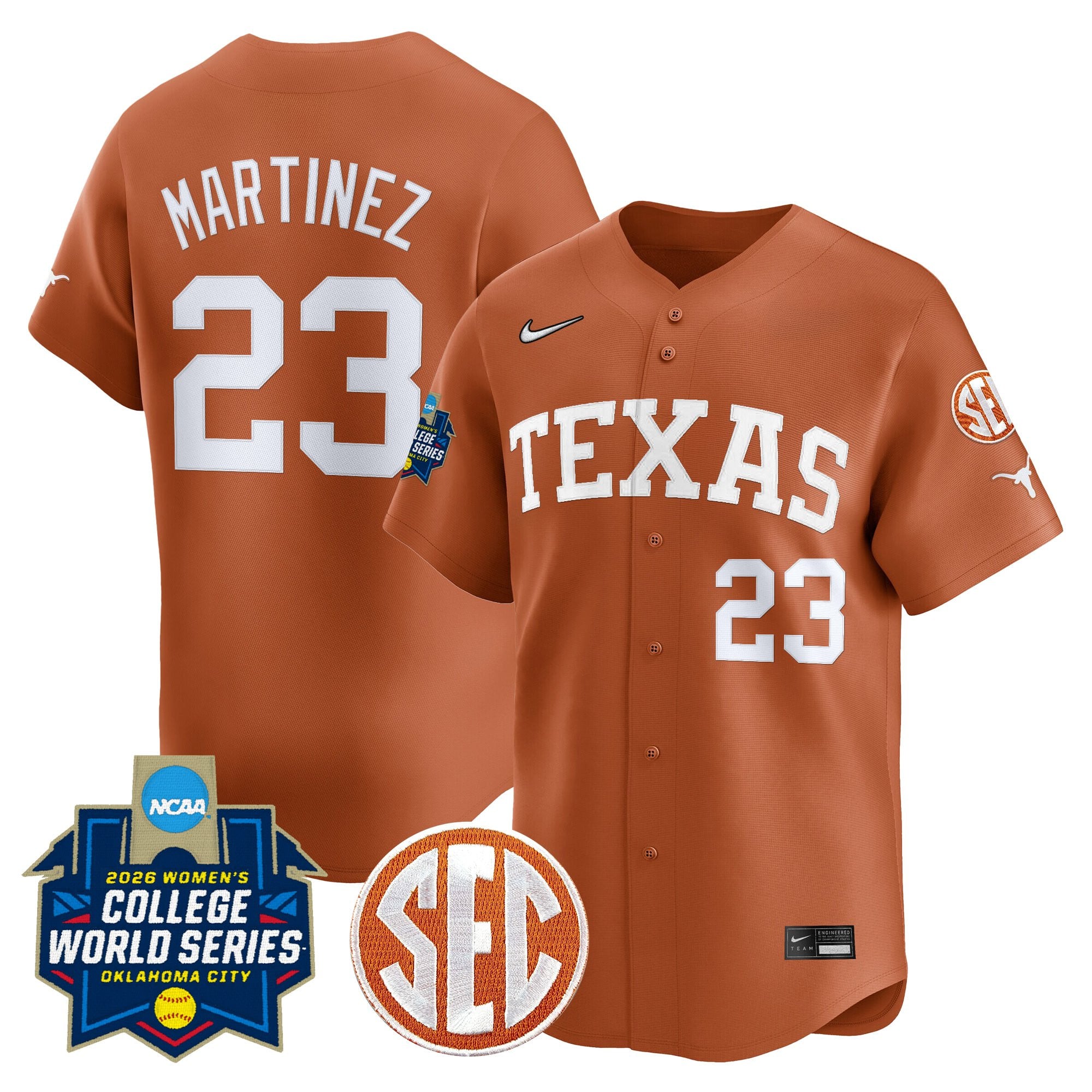 Men's size - Texas Longhorns Softball 2026 World Series (WCWS) Vapor Premier Limited Jersey - All Stitched