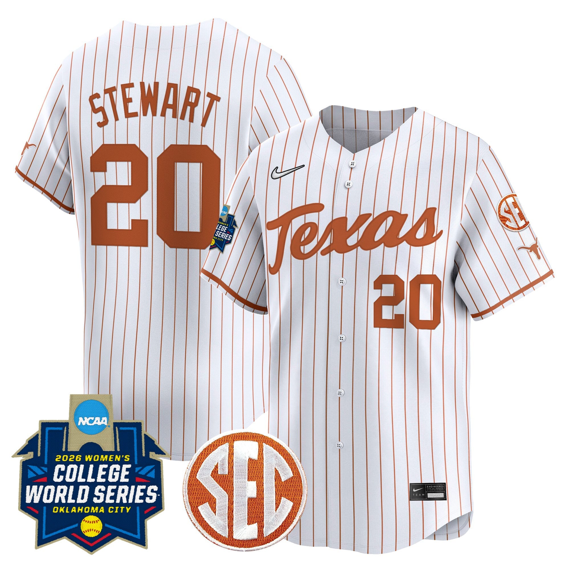 Men's size - Texas Longhorns Softball 2026 World Series (WCWS) Vapor Premier Limited Jersey - All Stitched
