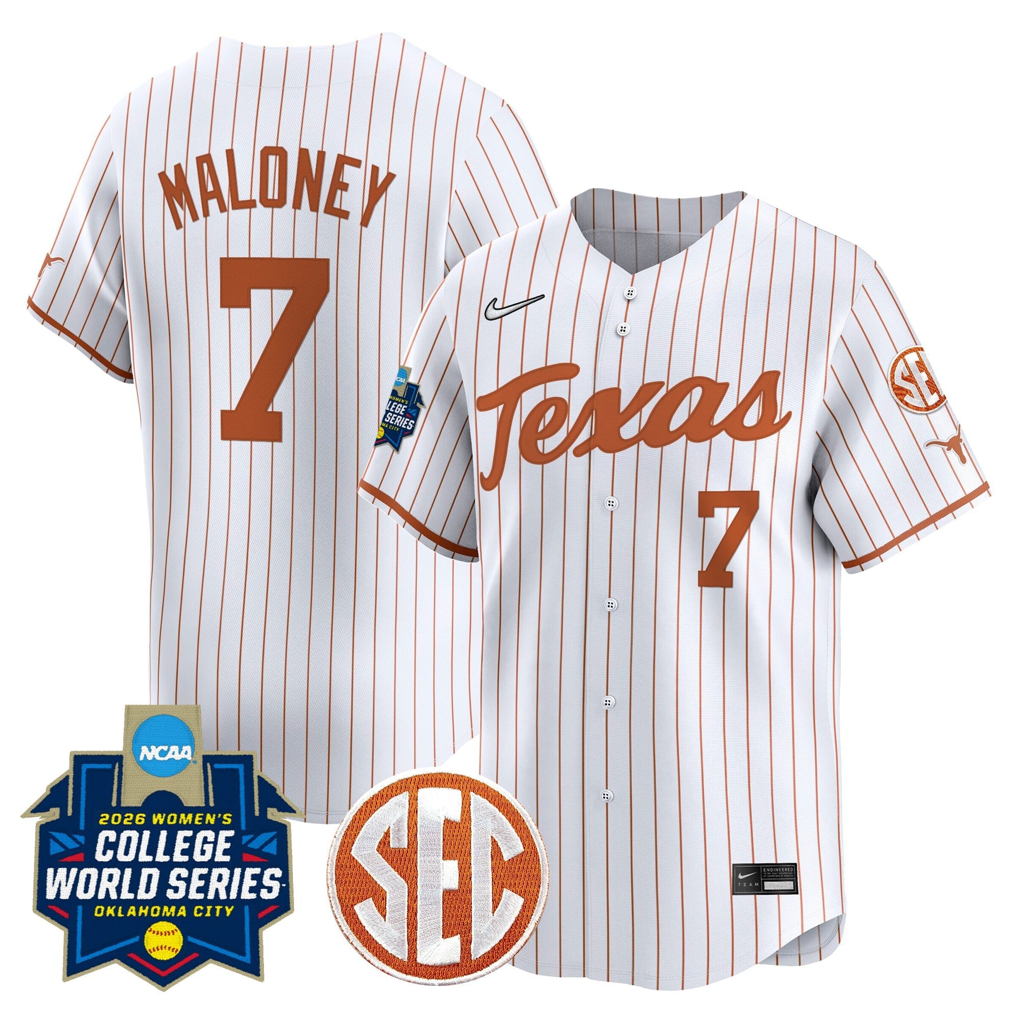 Men's size - Texas Longhorns Softball 2026 World Series (WCWS) Vapor Premier Limited Jersey - All Stitched