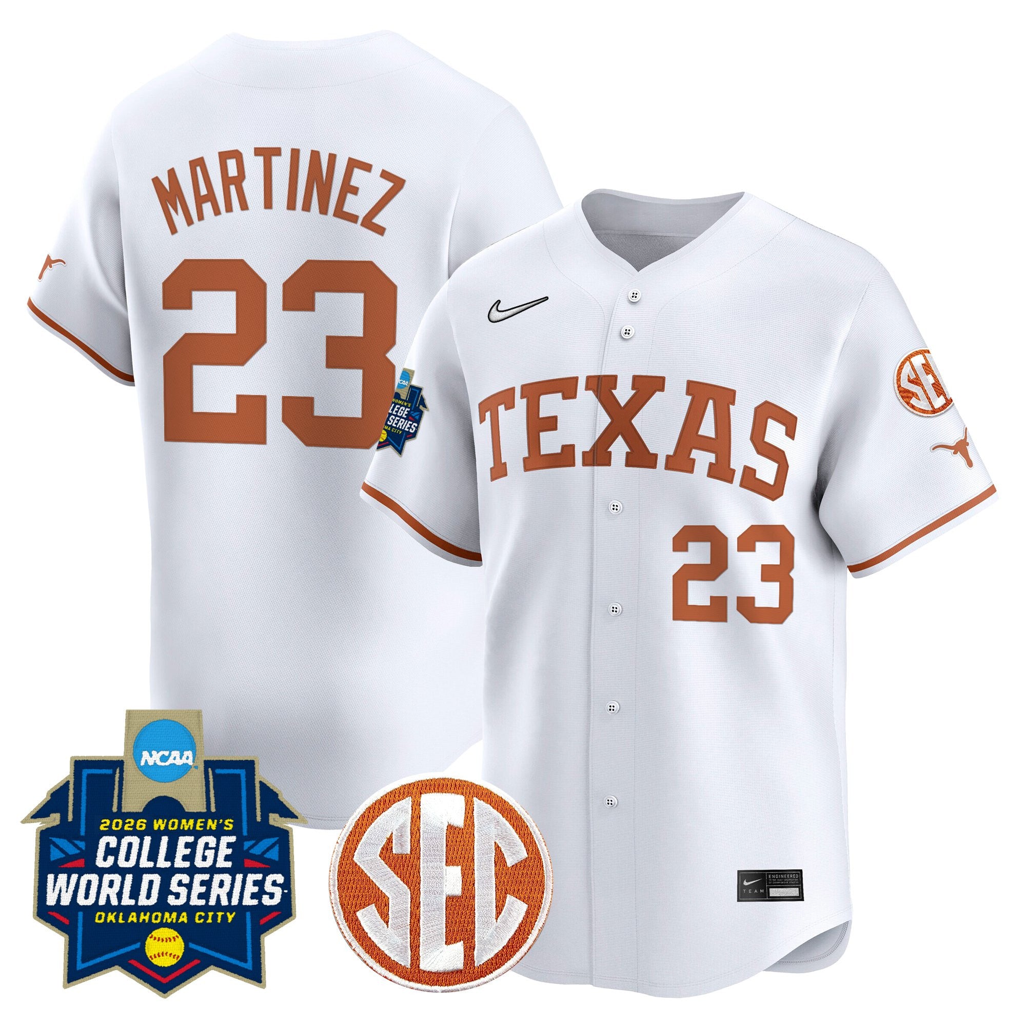 Men's size - Texas Longhorns Softball 2026 World Series (WCWS) Vapor Premier Limited Jersey - All Stitched