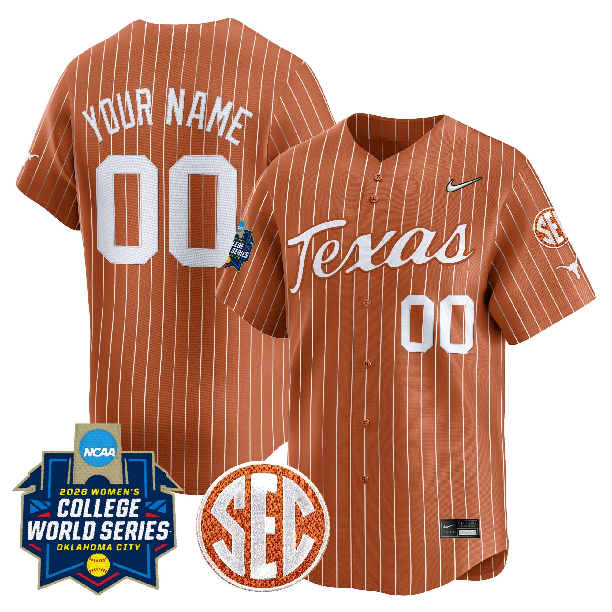 Texas Longhorns Softball 2026 World Series (WCWS) Vapor Premier Limited Custom Jersey - All Stitched