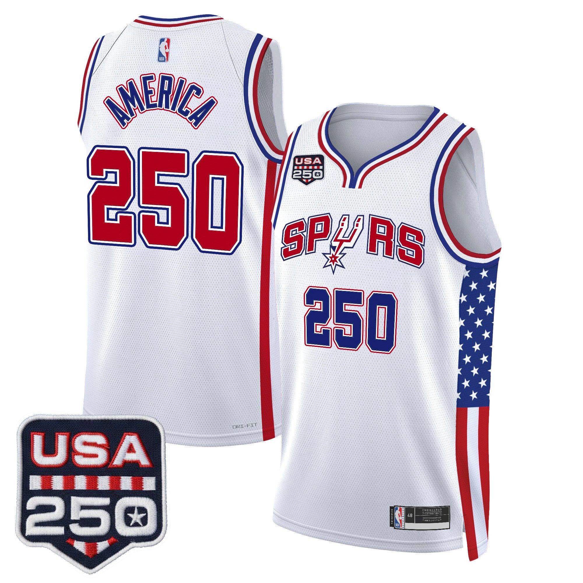 Men's San Antonio Spurs "America 250 Edition" Swingman Jersey - All Stitched