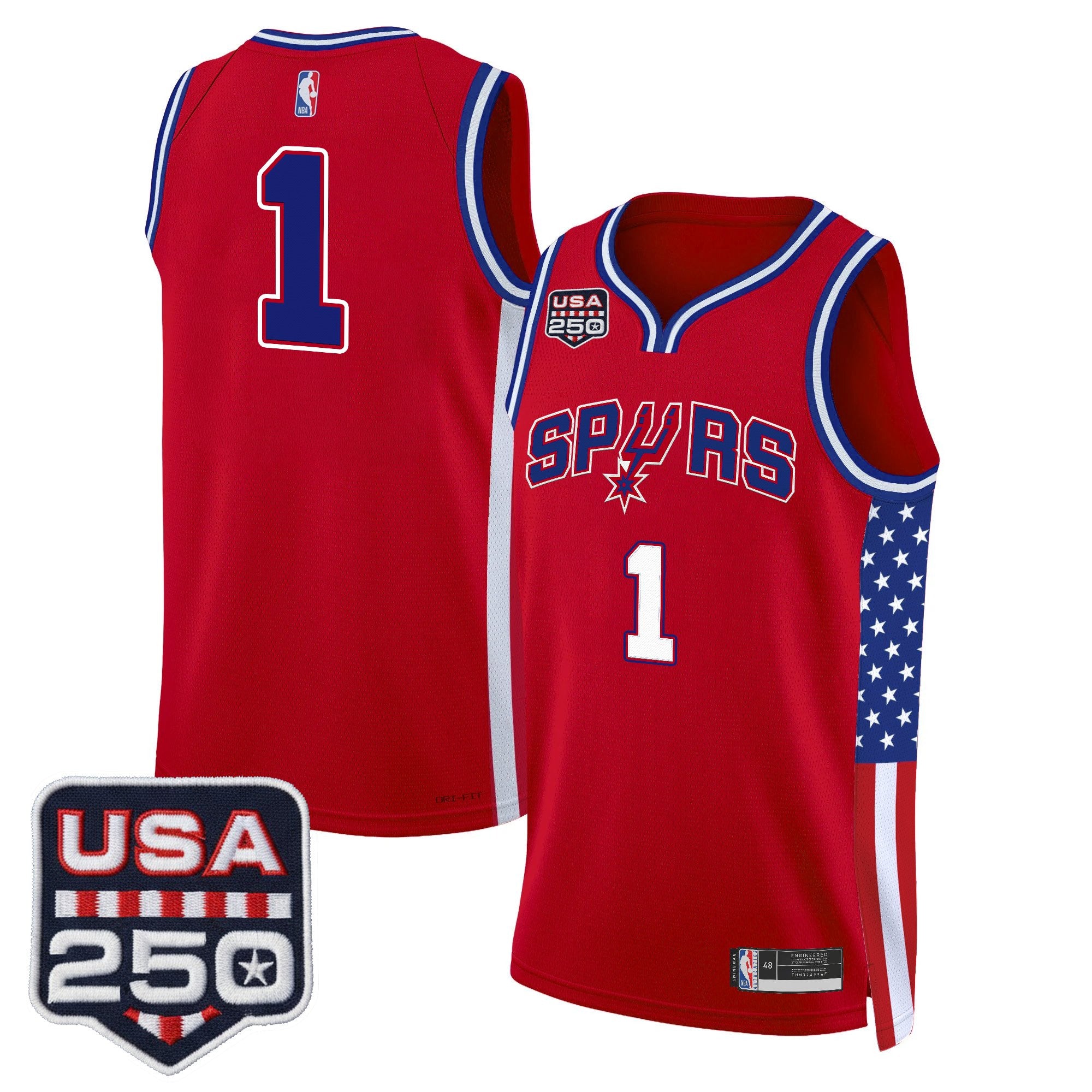 Men's San Antonio Spurs "America 250 Edition" Swingman Jersey - All Stitched