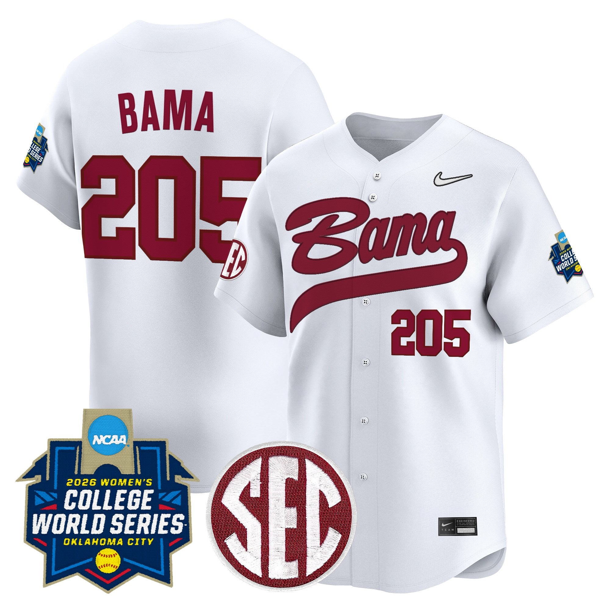 Men's Size - Alabama Softball 2026 World Series (WCWS) Vapor Premier Limited Jersey - All Stitched