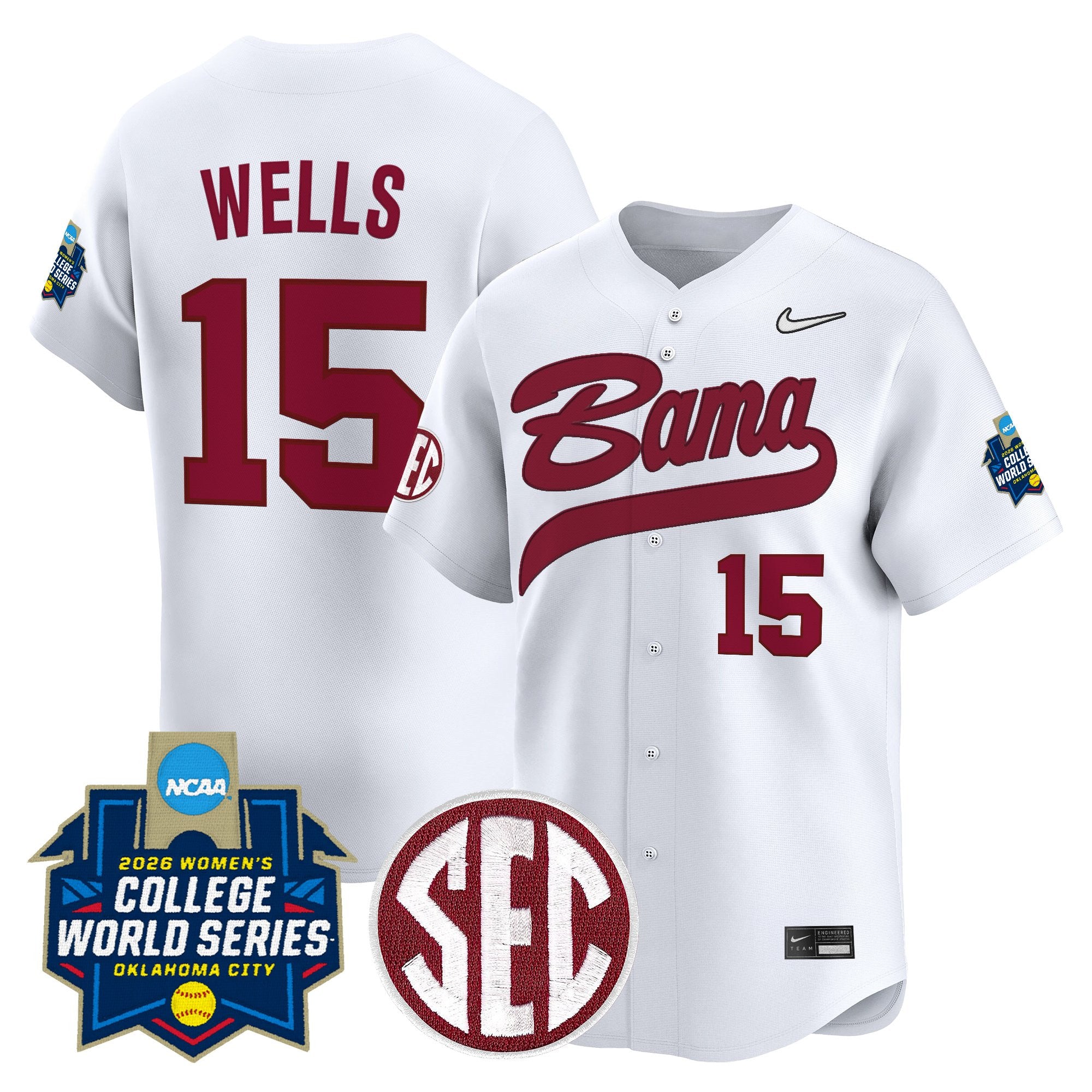 Men's Size - Alabama Softball 2026 World Series (WCWS) Vapor Premier Limited Jersey - All Stitched