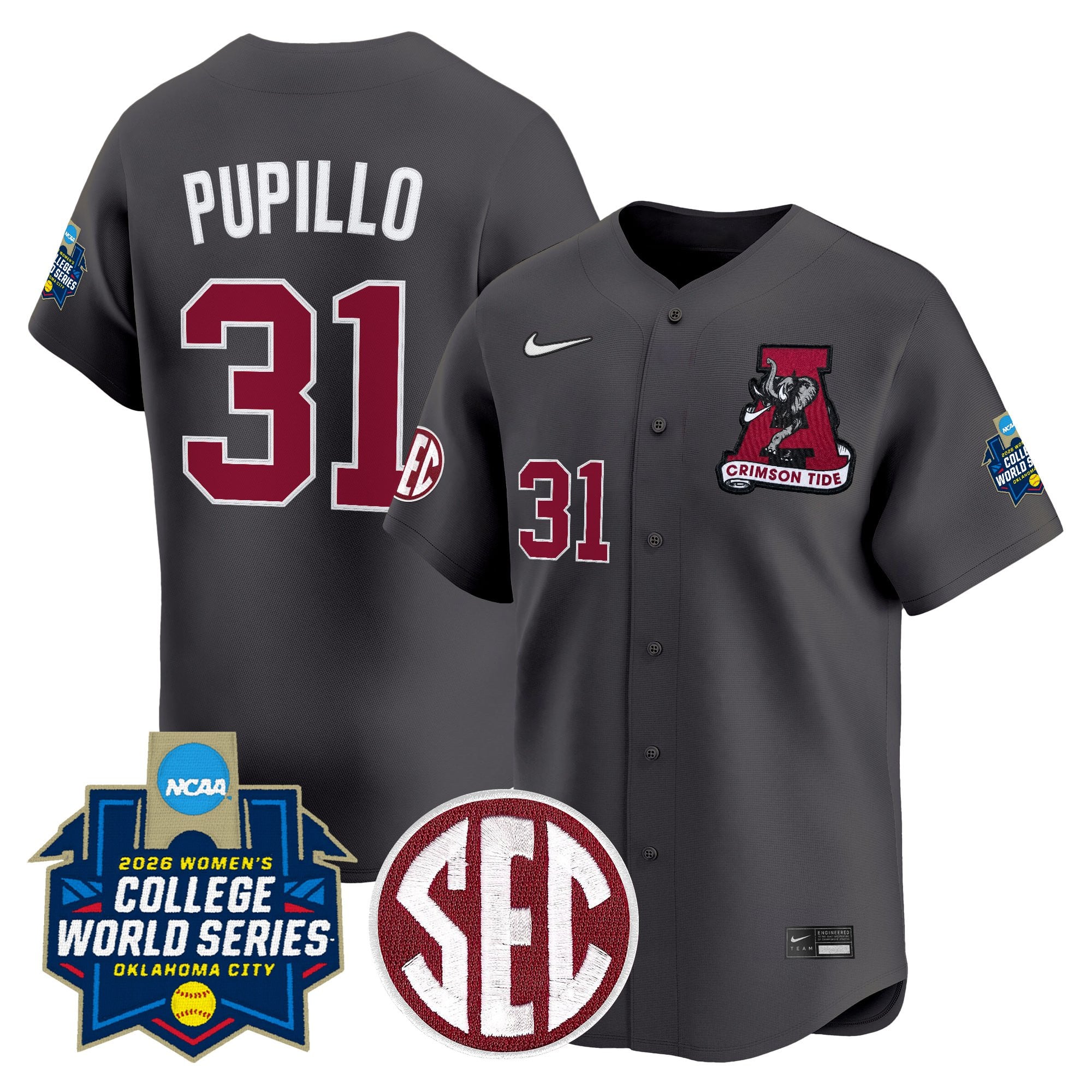 Men's Size - Alabama Softball 2026 World Series (WCWS) Vapor Premier Limited Jersey - All Stitched