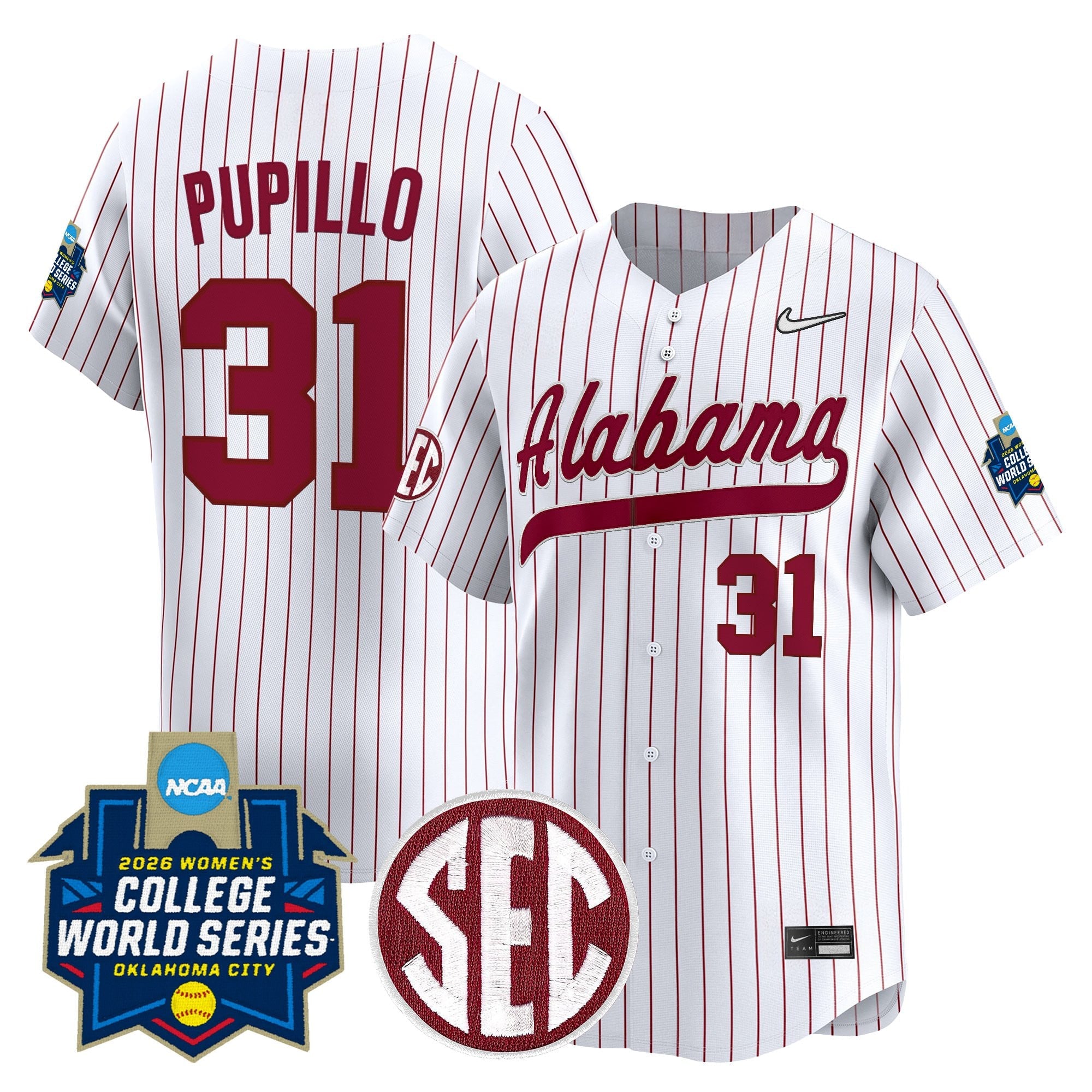 Men's Size - Alabama Softball 2026 World Series (WCWS) Vapor Premier Limited Jersey - All Stitched