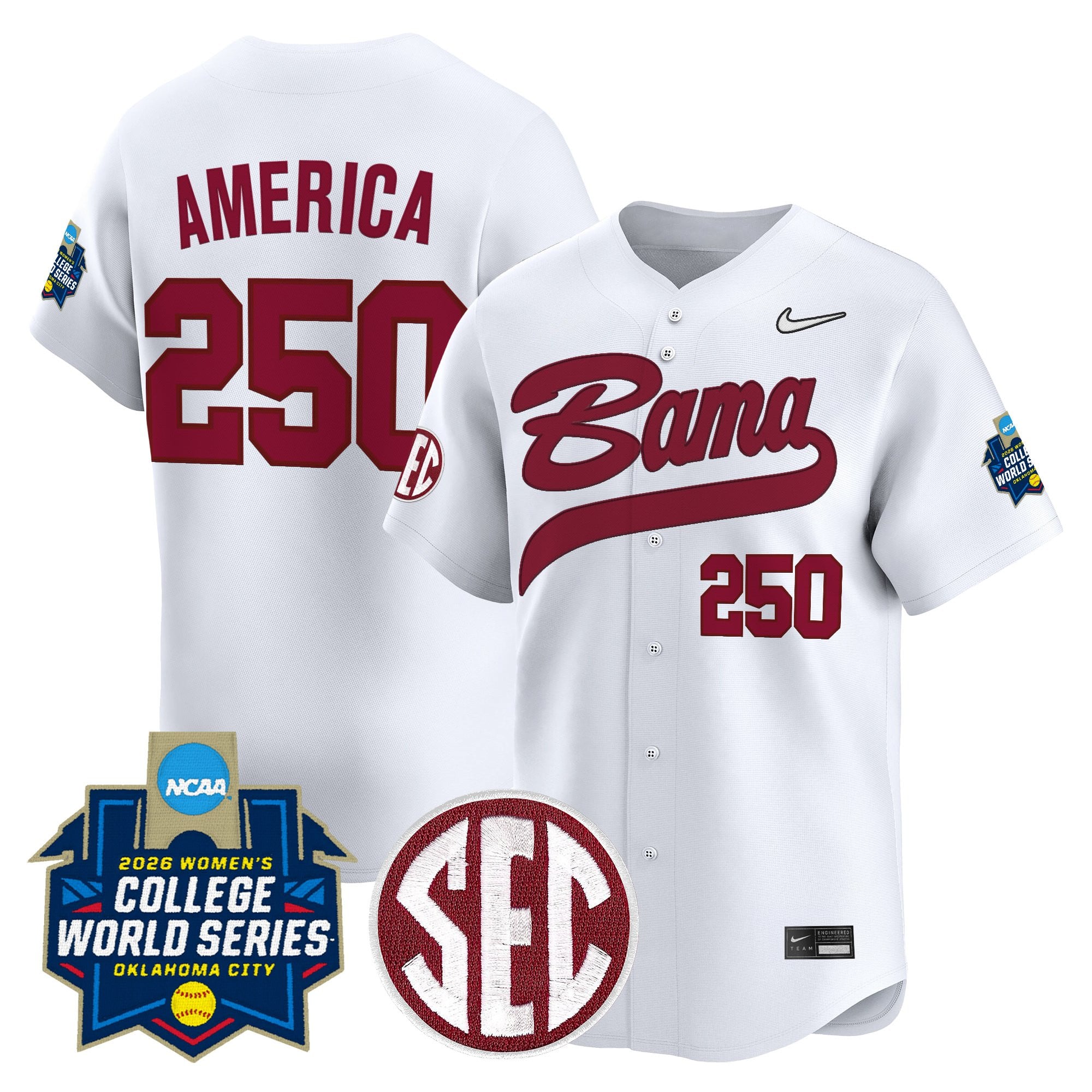 Men's Size - Alabama Softball 2026 World Series (WCWS) Vapor Premier Limited Jersey - All Stitched