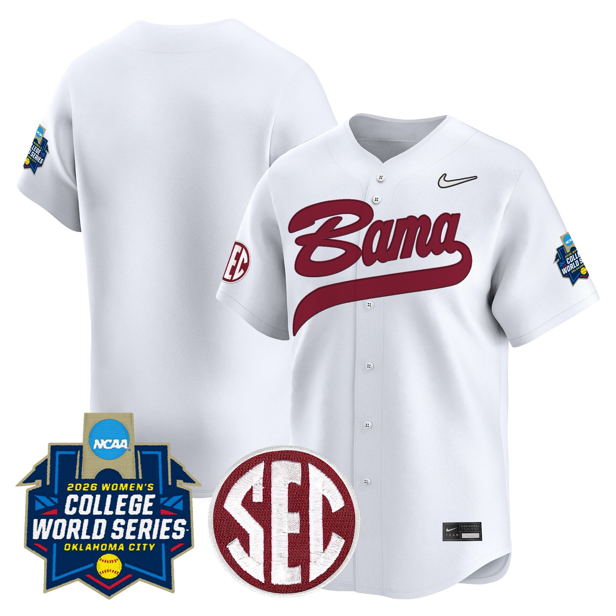 Men's Size - Alabama Softball 2026 World Series (WCWS) Vapor Premier Limited Jersey - All Stitched