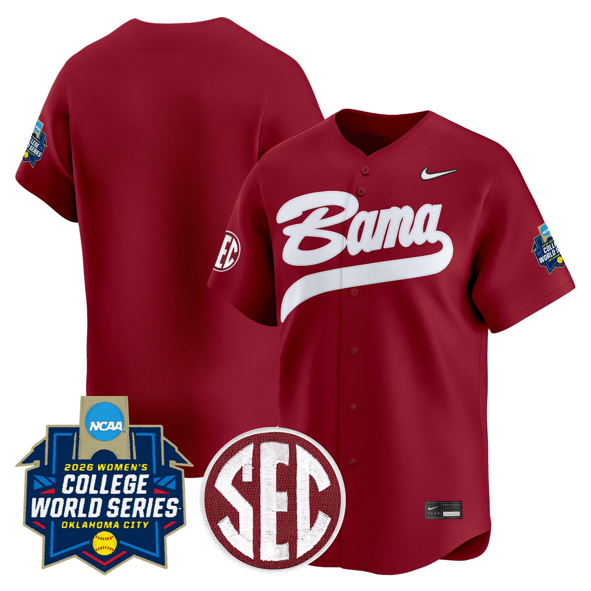 Men's Size - Alabama Softball 2026 World Series (WCWS) Vapor Premier Limited Jersey - All Stitched