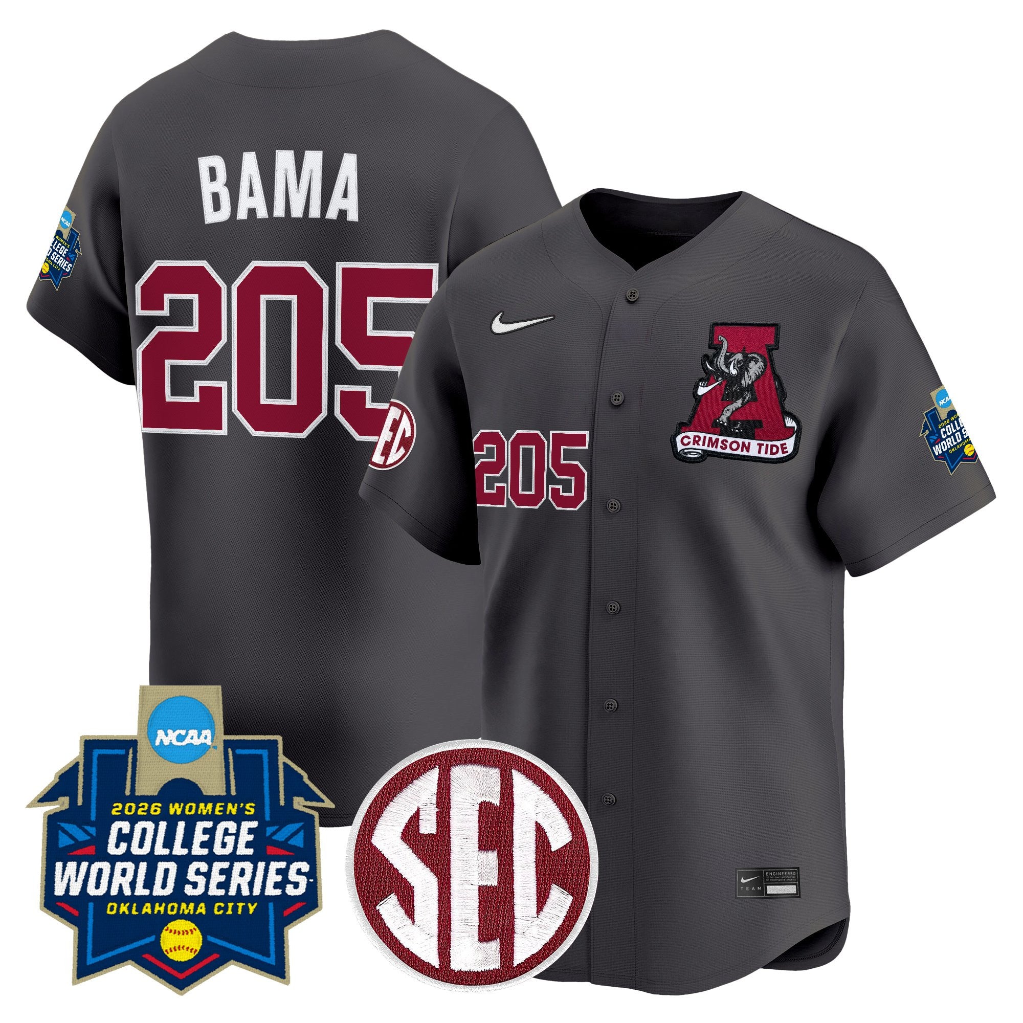 Men's Size - Alabama Softball 2026 World Series (WCWS) Vapor Premier Limited Jersey - All Stitched