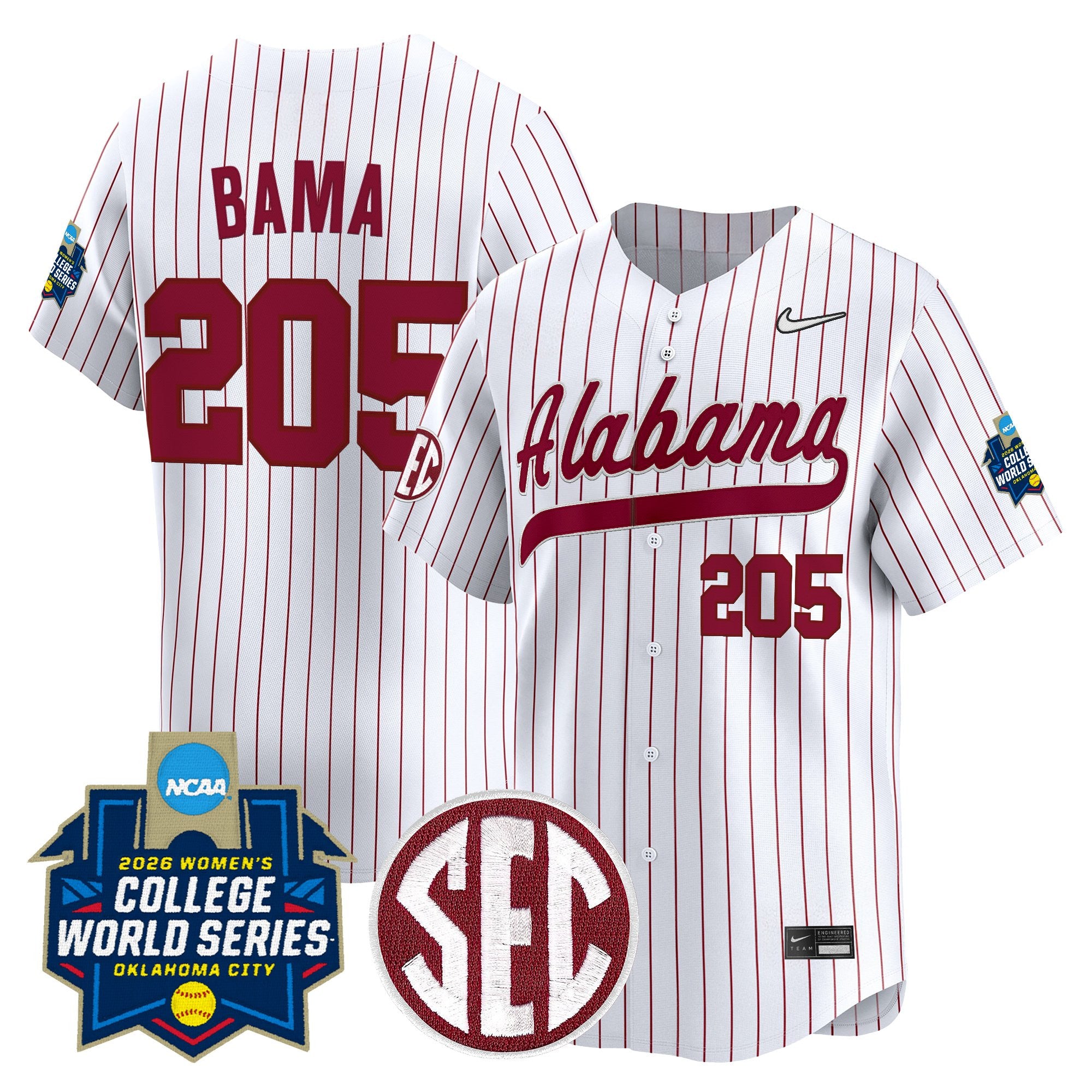 Men's Size - Alabama Softball 2026 World Series (WCWS) Vapor Premier Limited Jersey - All Stitched