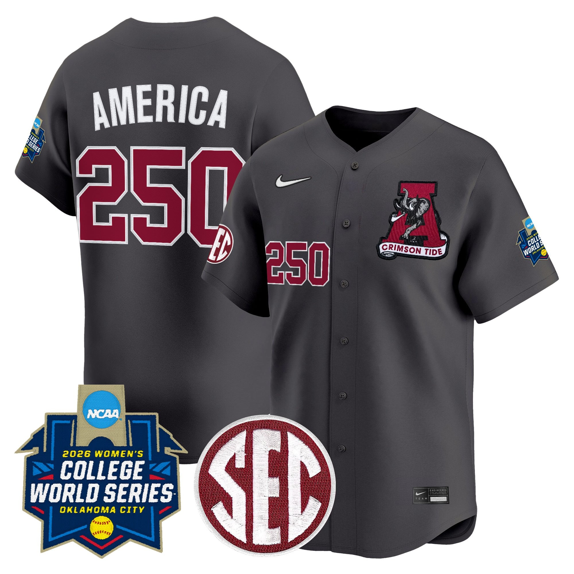 Men's Size - Alabama Softball 2026 World Series (WCWS) Vapor Premier Limited Jersey - All Stitched