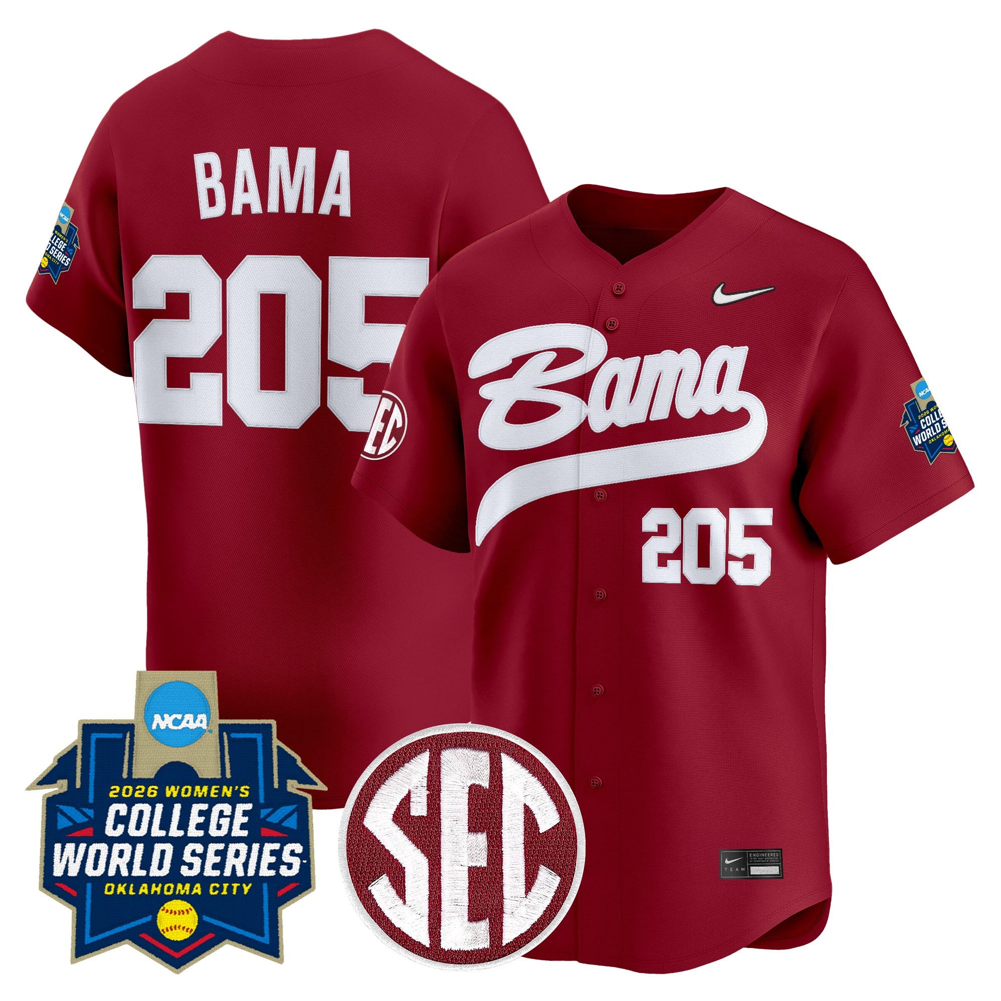 Men's Size - Alabama Softball 2026 World Series (WCWS) Vapor Premier Limited Jersey - All Stitched