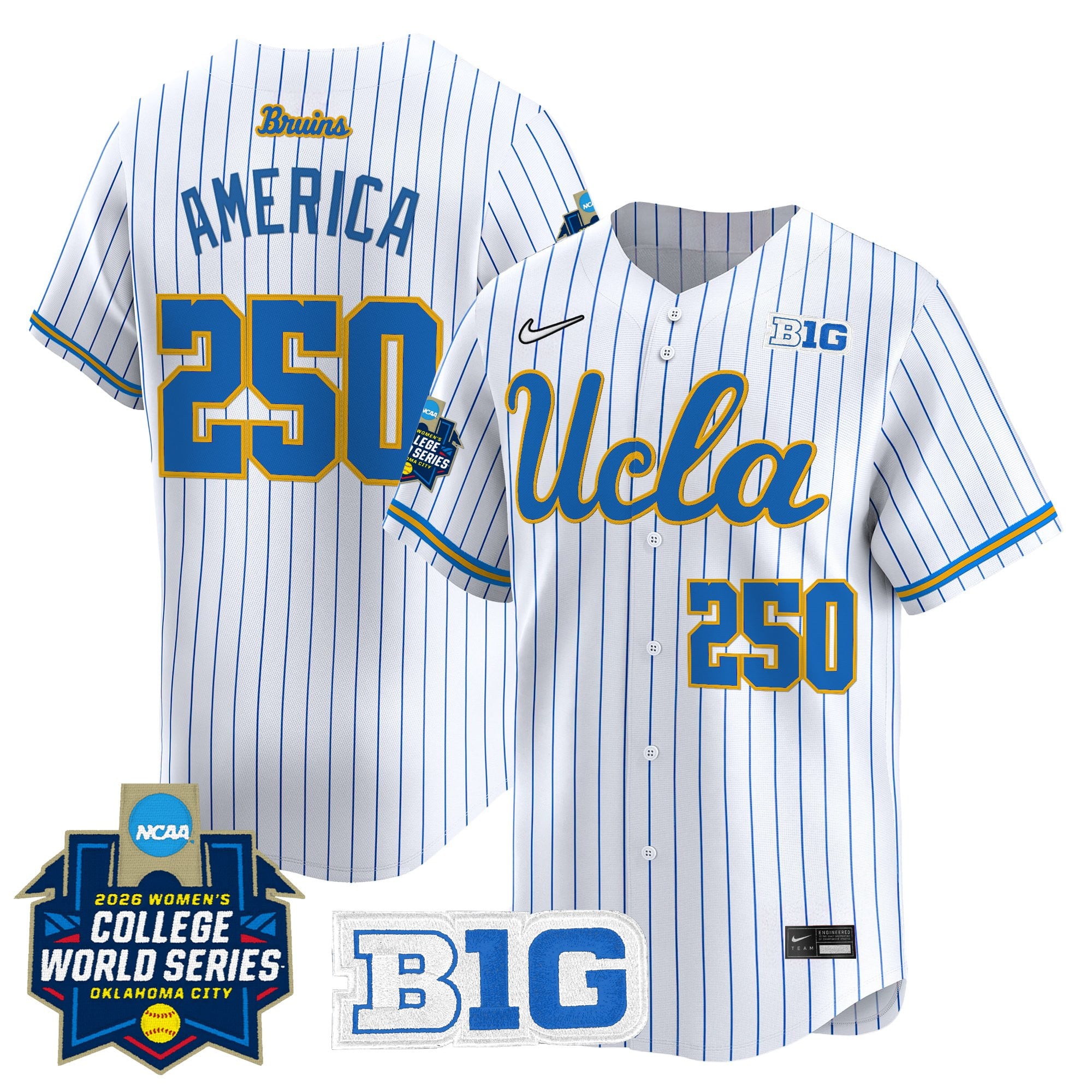 Men's Size - UCLA Bruins Softball 2026 World Series (WCWS) Vapor Premier Limited Jersey - All Stitched