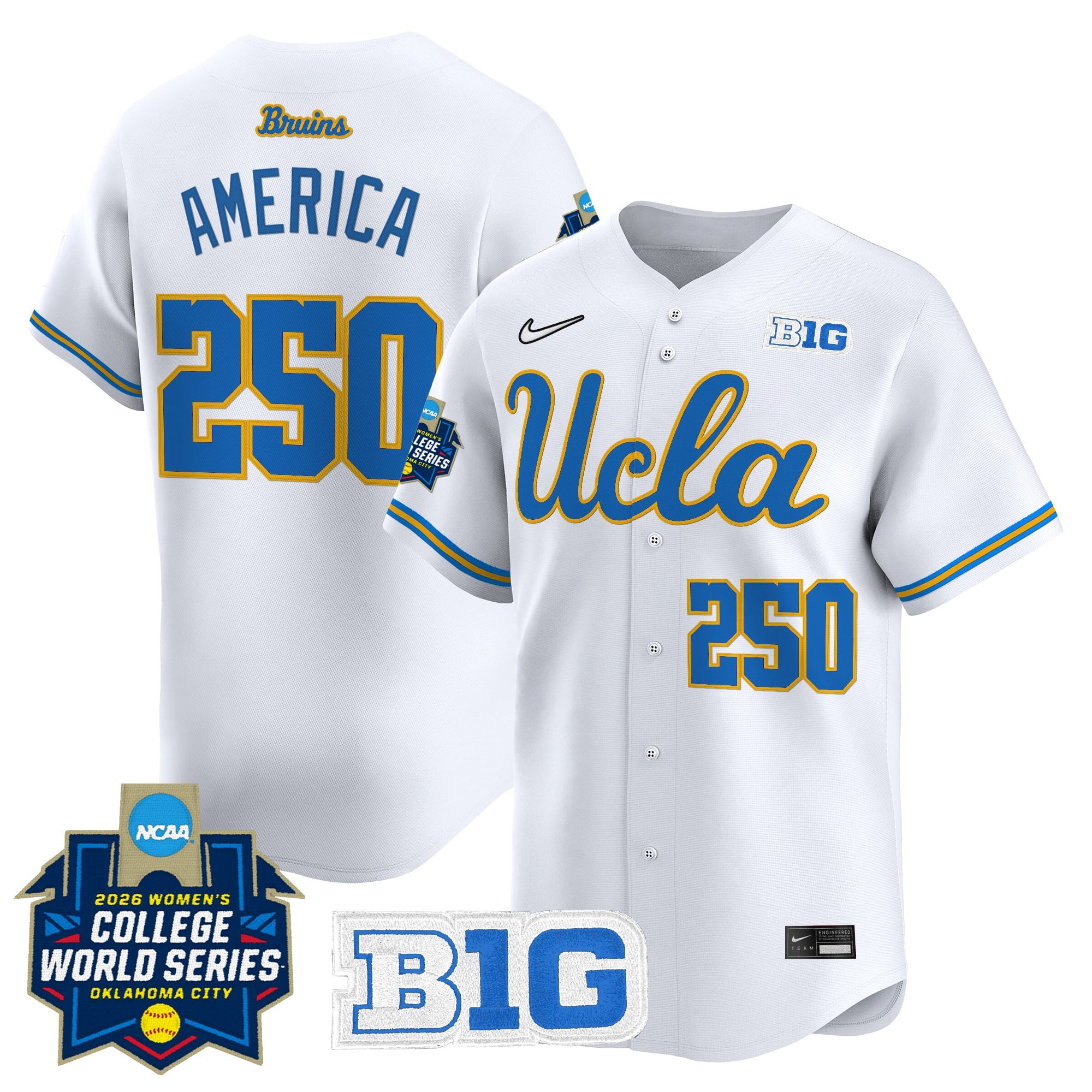 Men's Size - UCLA Bruins Softball 2026 World Series (WCWS) Vapor Premier Limited Jersey - All Stitched