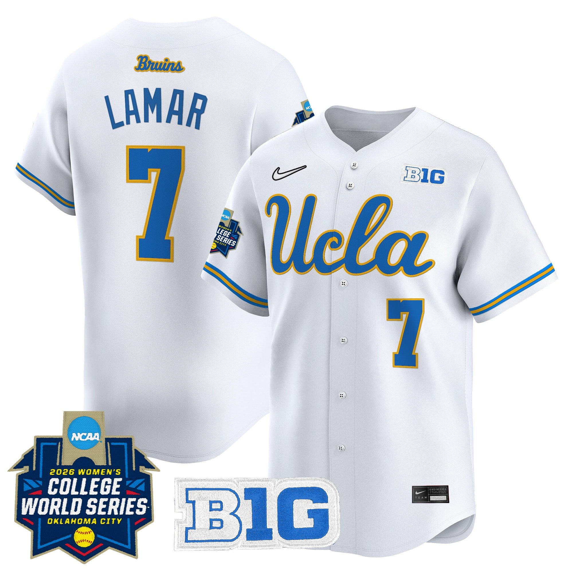Men's Size - UCLA Bruins Softball 2026 World Series (WCWS) Vapor Premier Limited Jersey - All Stitched