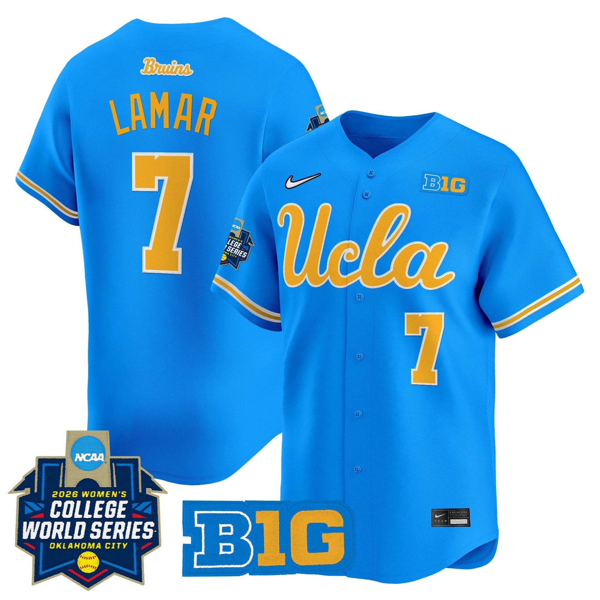 Men's Size - UCLA Bruins Softball 2026 World Series (WCWS) Vapor Premier Limited Jersey - All Stitched