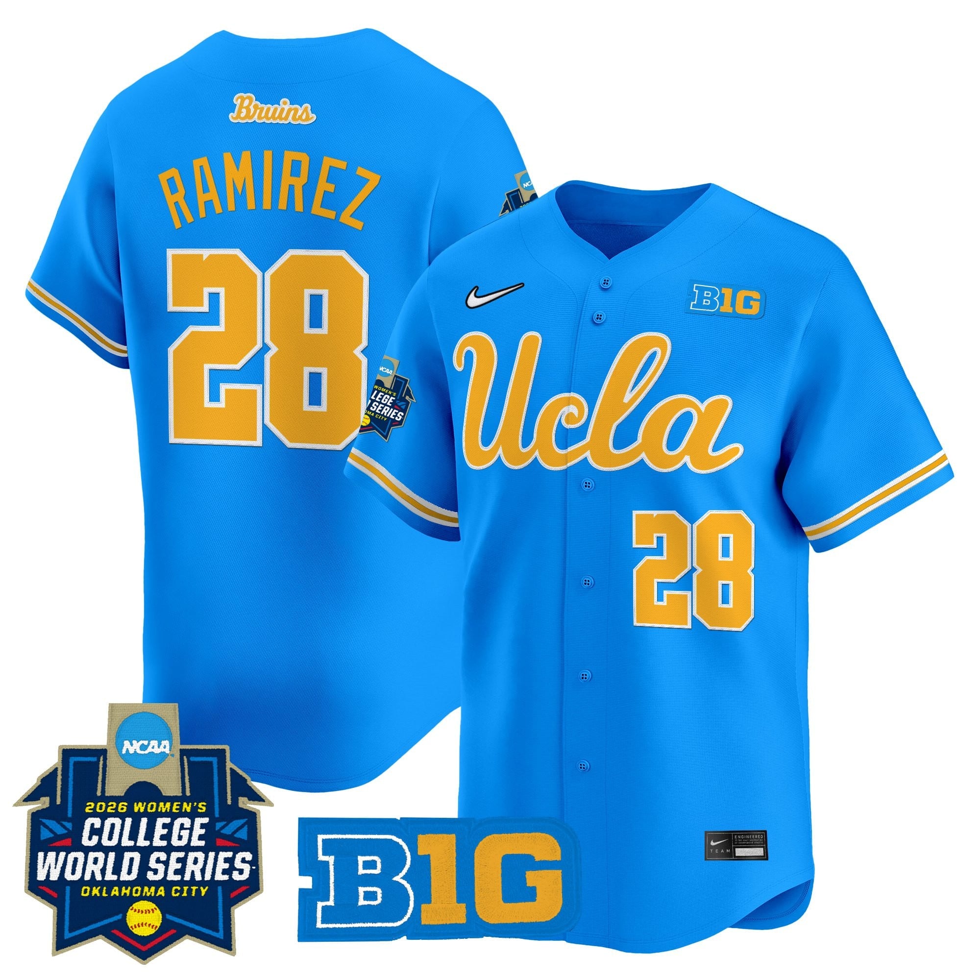 Men's Size - UCLA Bruins Softball 2026 World Series (WCWS) Vapor Premier Limited Jersey - All Stitched