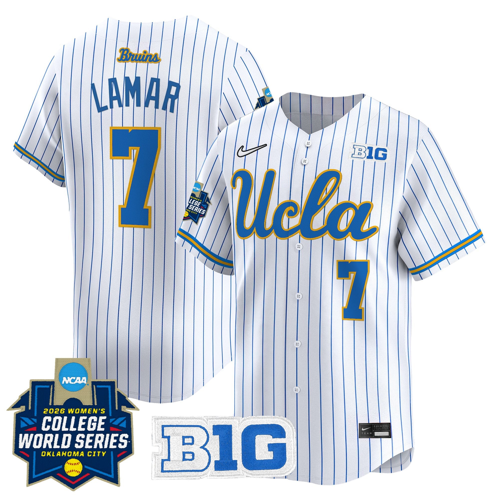 Men's Size - UCLA Bruins Softball 2026 World Series (WCWS) Vapor Premier Limited Jersey - All Stitched