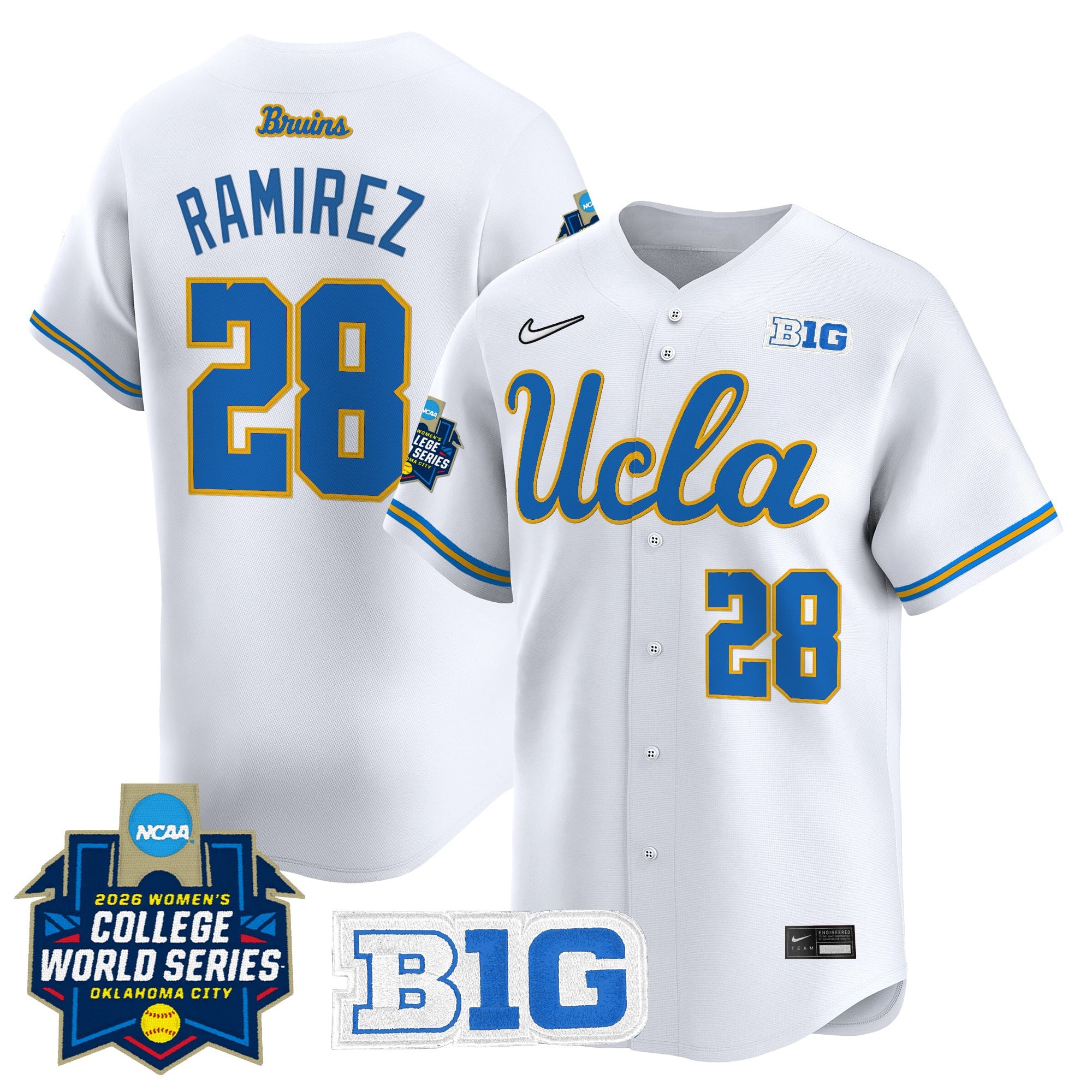 Men's Size - UCLA Bruins Softball 2026 World Series (WCWS) Vapor Premier Limited Jersey - All Stitched