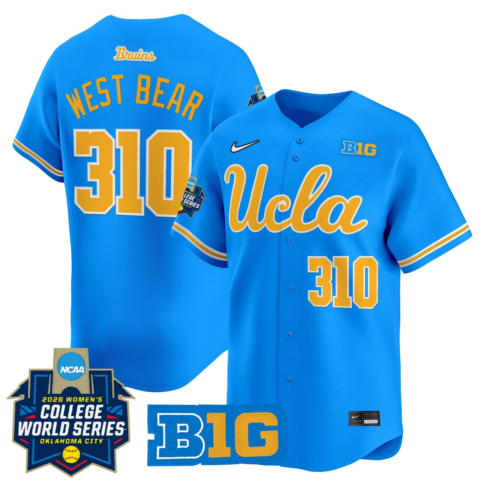 Men's Size - UCLA Bruins Softball 2026 World Series (WCWS) Vapor Premier Limited Jersey - All Stitched