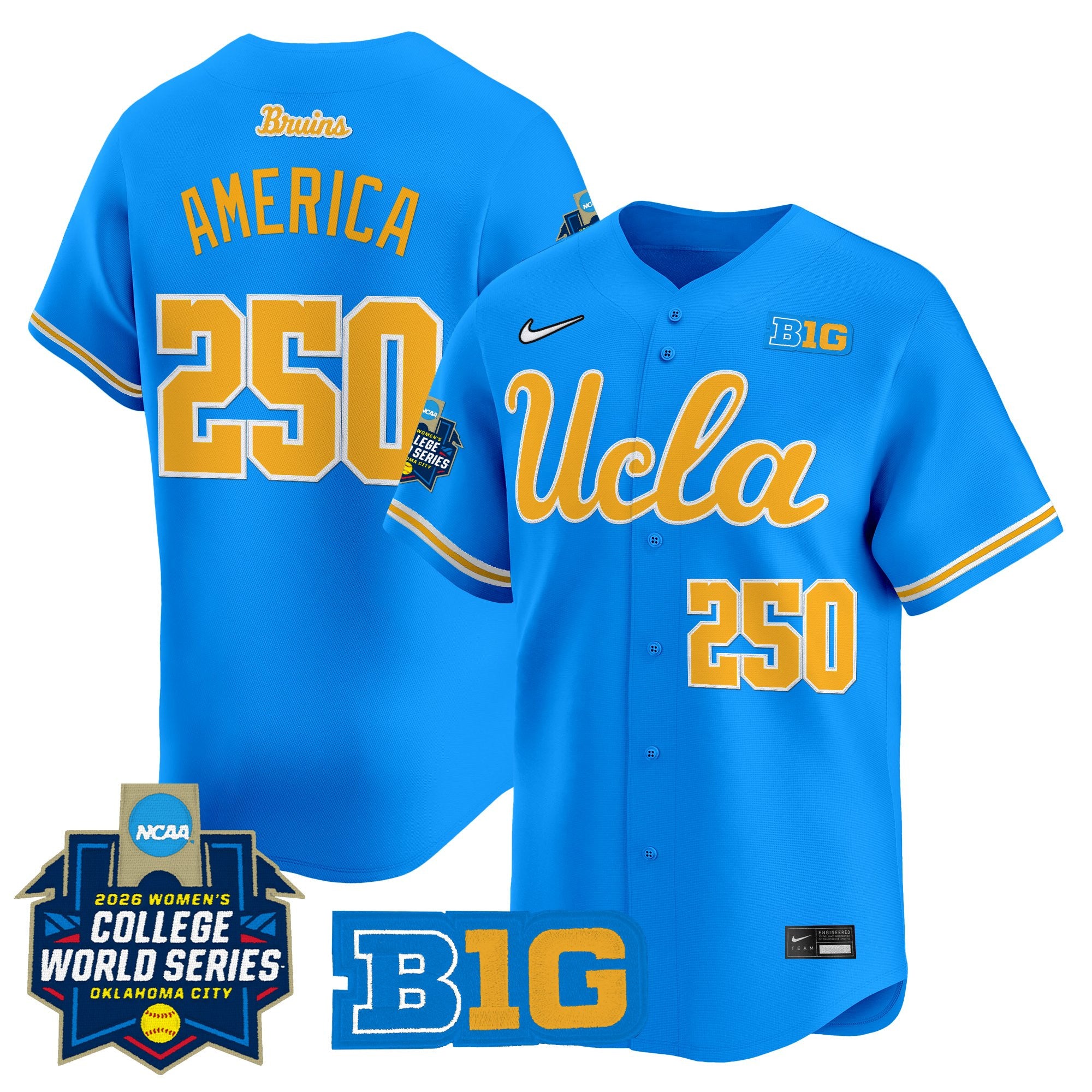 Men's Size - UCLA Bruins Softball 2026 World Series (WCWS) Vapor Premier Limited Jersey - All Stitched