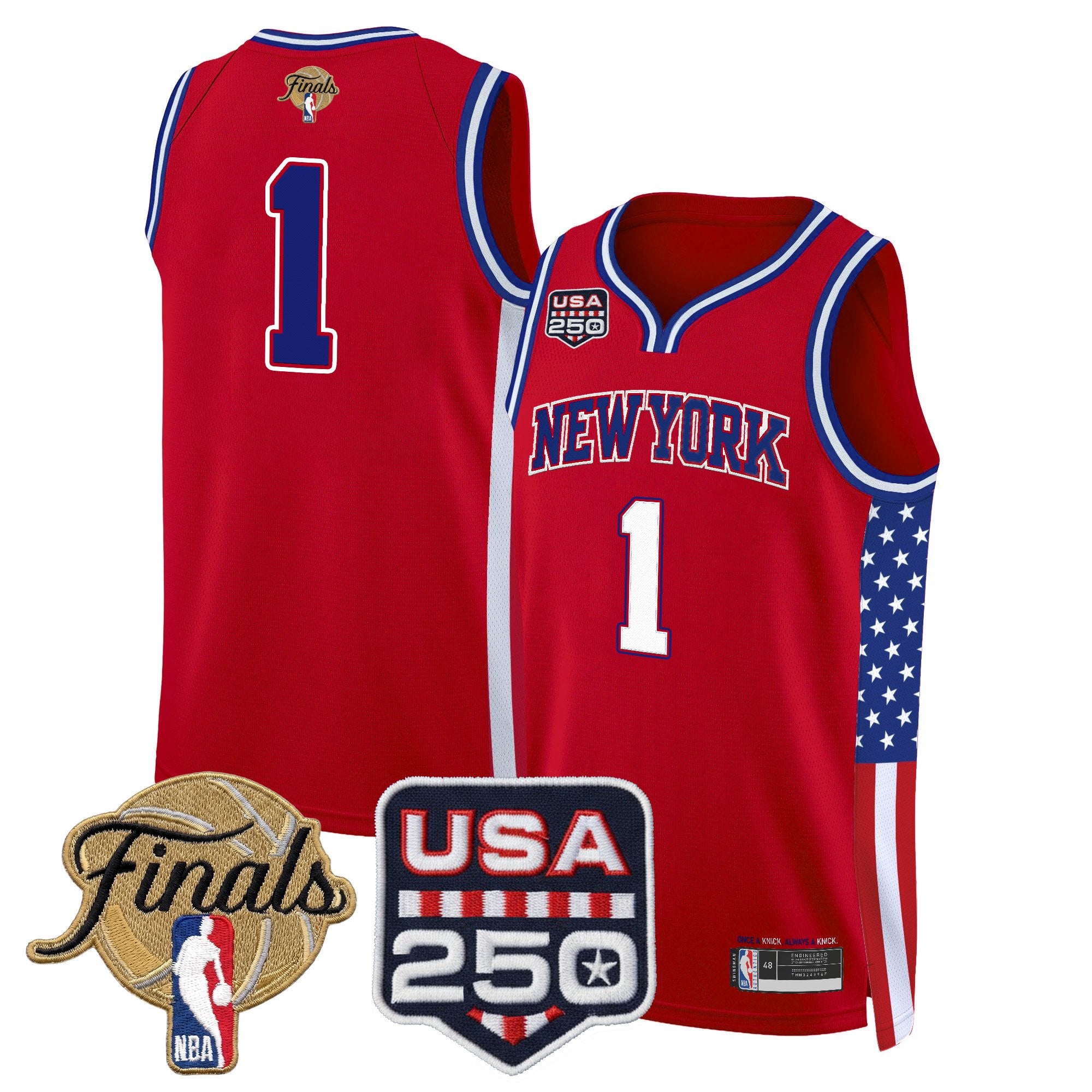Men's New York Knicks "America 250 Edition" 2026 Finals Patch Swingman Jersey - All Stitched