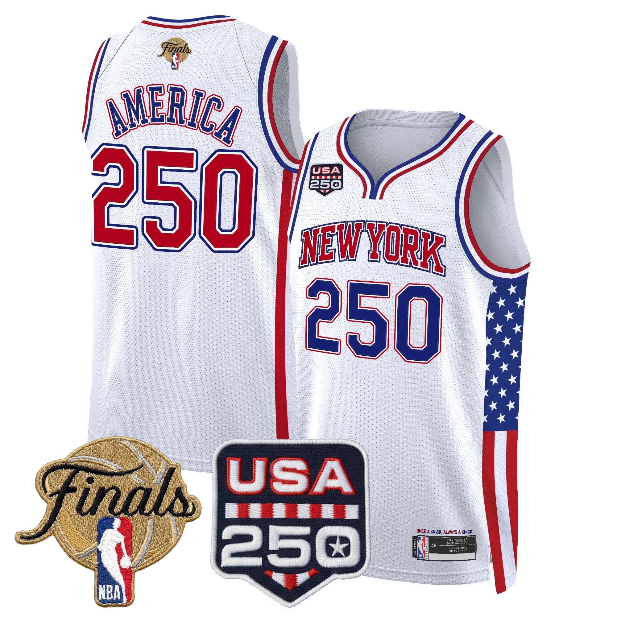 Men's New York Knicks "America 250 Edition" 2026 Finals Patch Swingman Jersey - All Stitched