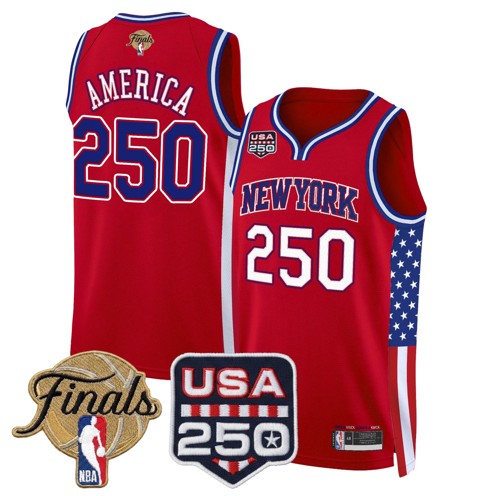 Men's New York Knicks "America 250 Edition" 2026 Finals Patch Swingman Jersey - All Stitched