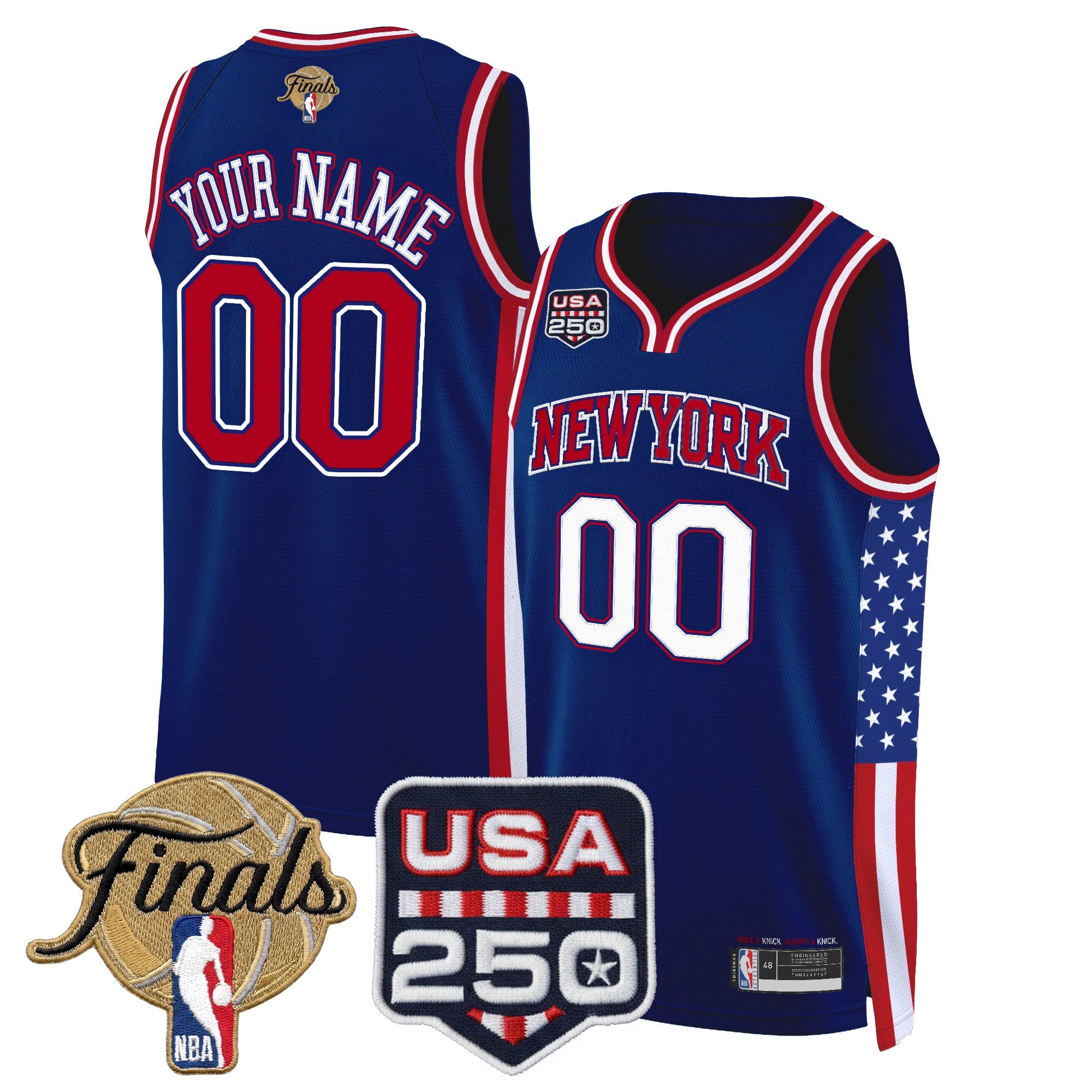 New York Knicks "America 250 Edition" 2026 Finals Patch Custom Swingman Jersey - All Stitched