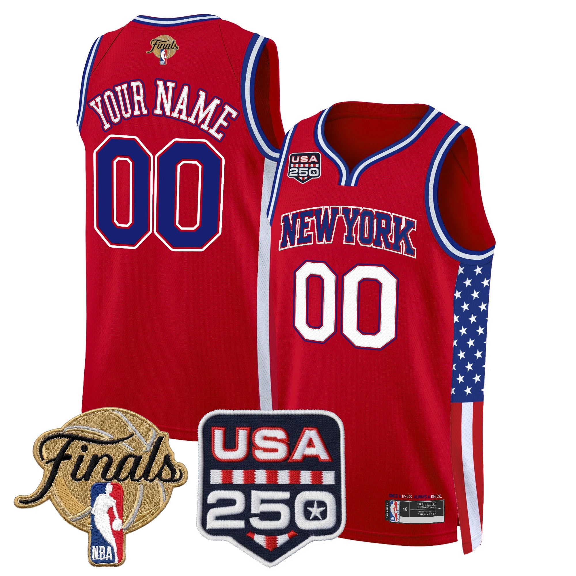 New York Knicks "America 250 Edition" 2026 Finals Patch Custom Swingman Jersey - All Stitched