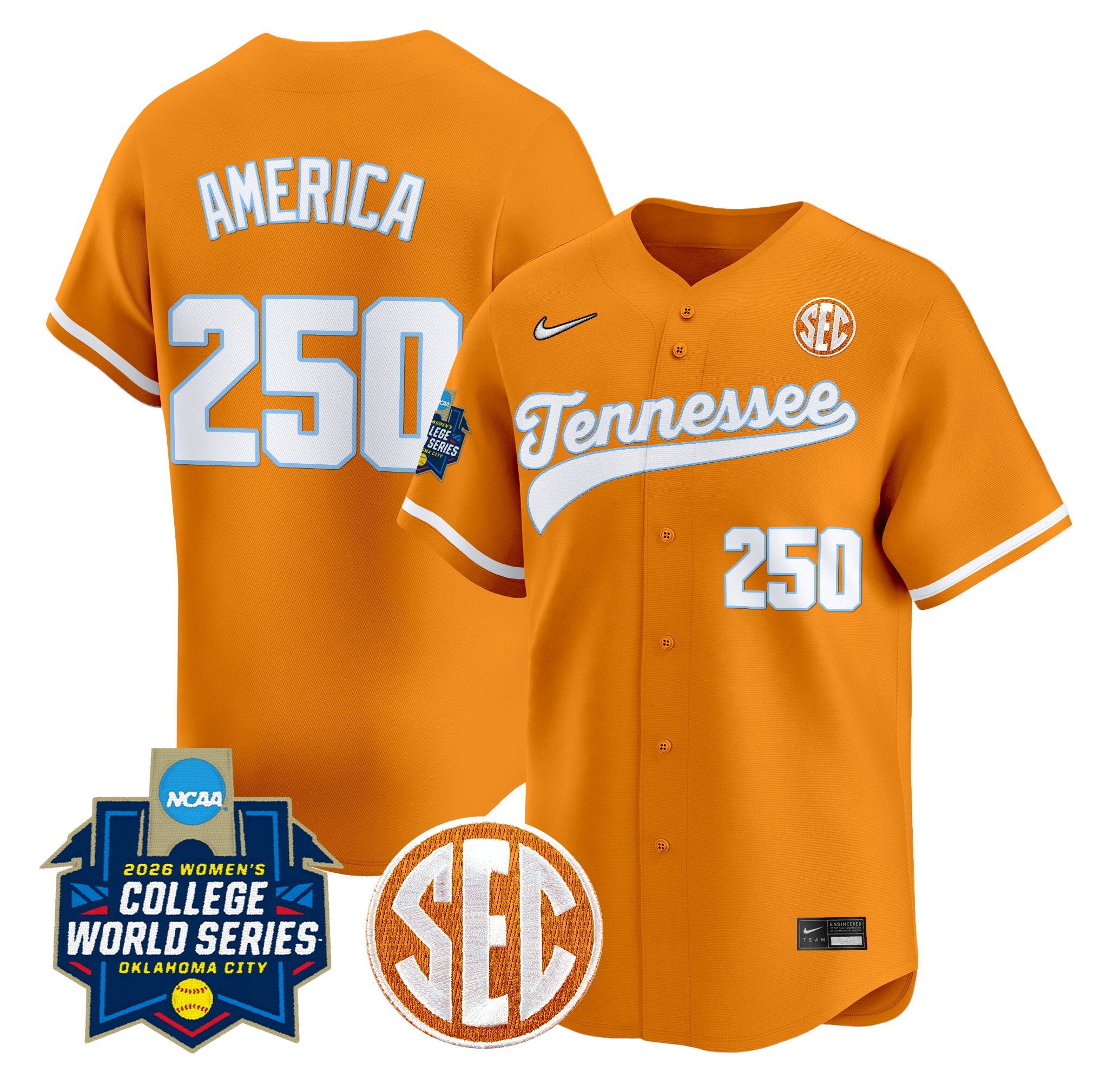 Men's Size - Tennessee Volunteers Softball 2026 World Series (WCWS) Vapor Premier Limited Jersey - All Stitched