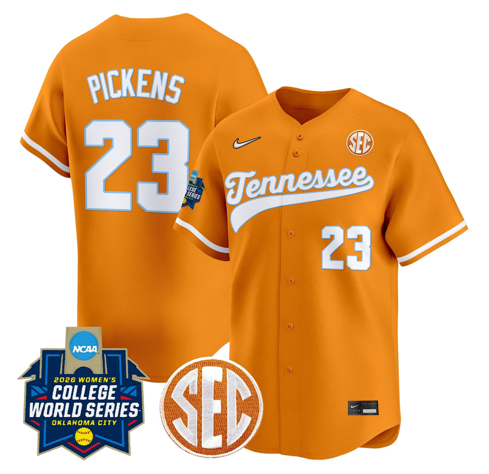 Men's Size - Tennessee Volunteers Softball 2026 World Series (WCWS) Vapor Premier Limited Jersey - All Stitched