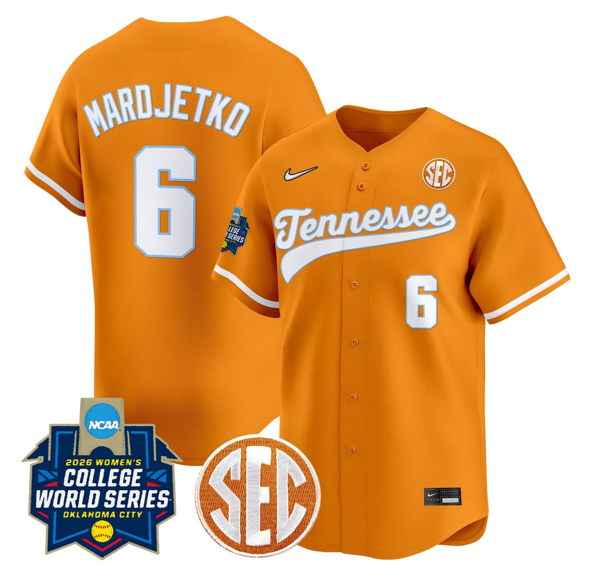 Men's Size - Tennessee Volunteers Softball 2026 World Series (WCWS) Vapor Premier Limited Jersey - All Stitched