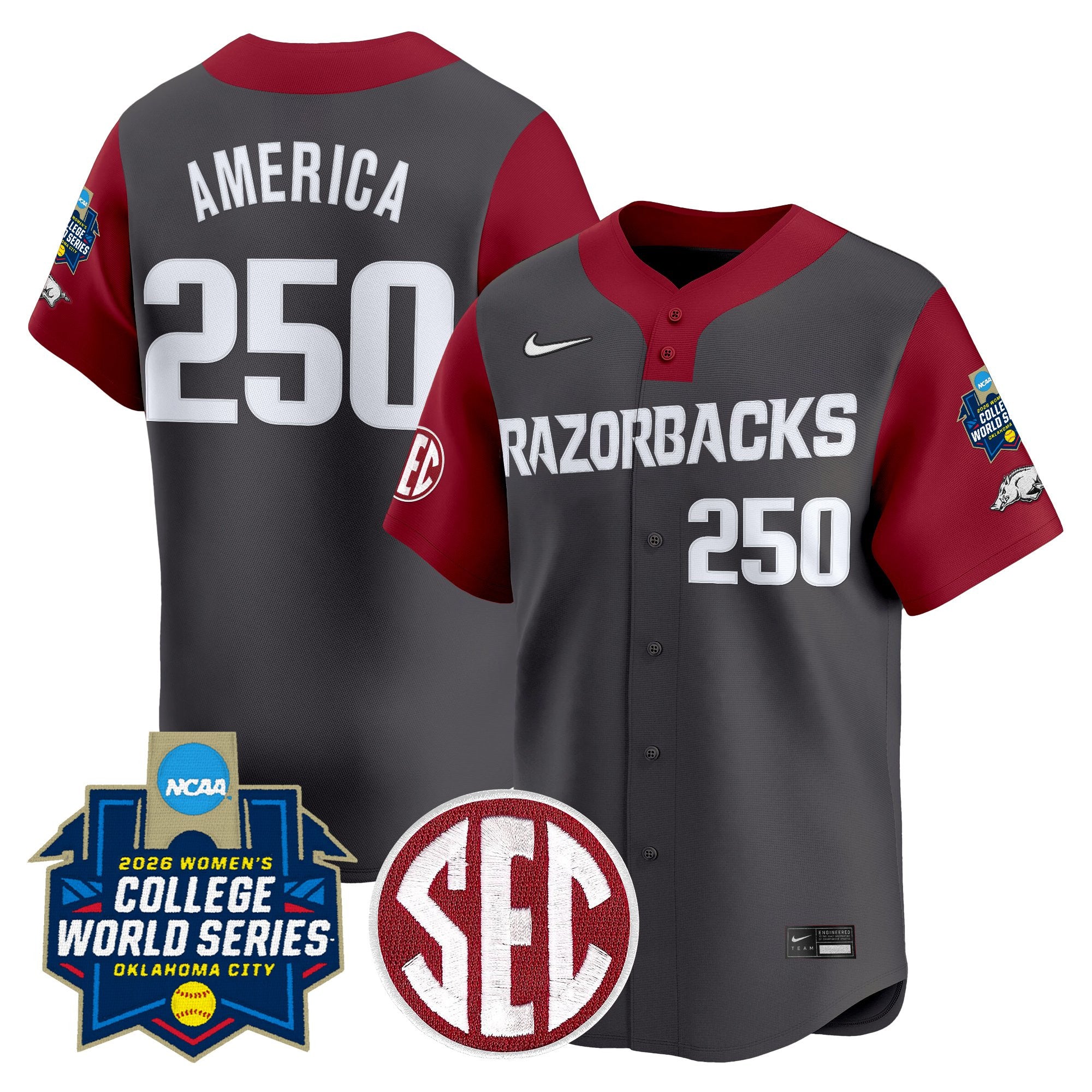 Men's Size - Arkansas Softball 2026 World Series (WCWS) Vapor Premier Limited Jersey - All Stitched