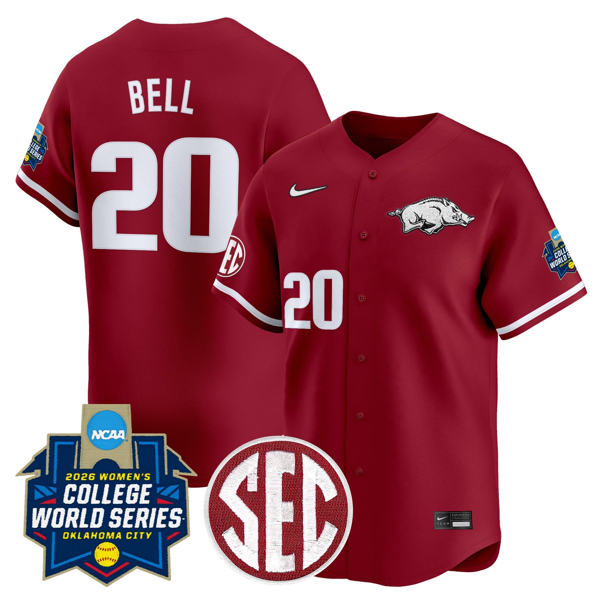 Men's Size - Arkansas Softball 2026 World Series (WCWS) Vapor Premier Limited Jersey - All Stitched