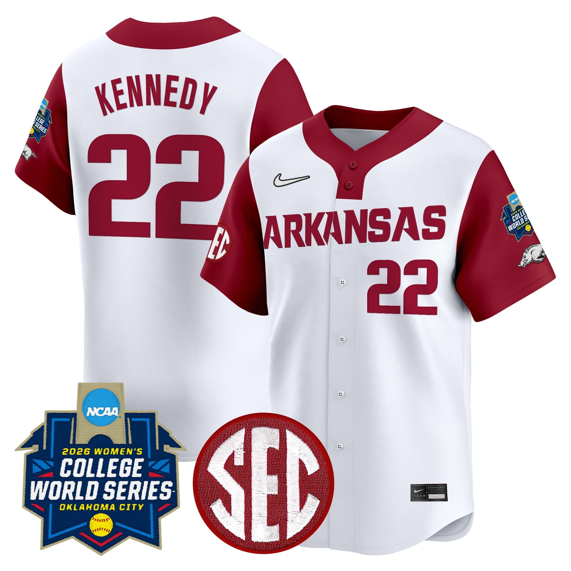 Men's Size - Arkansas Softball 2026 World Series (WCWS) Vapor Premier Limited Jersey - All Stitched